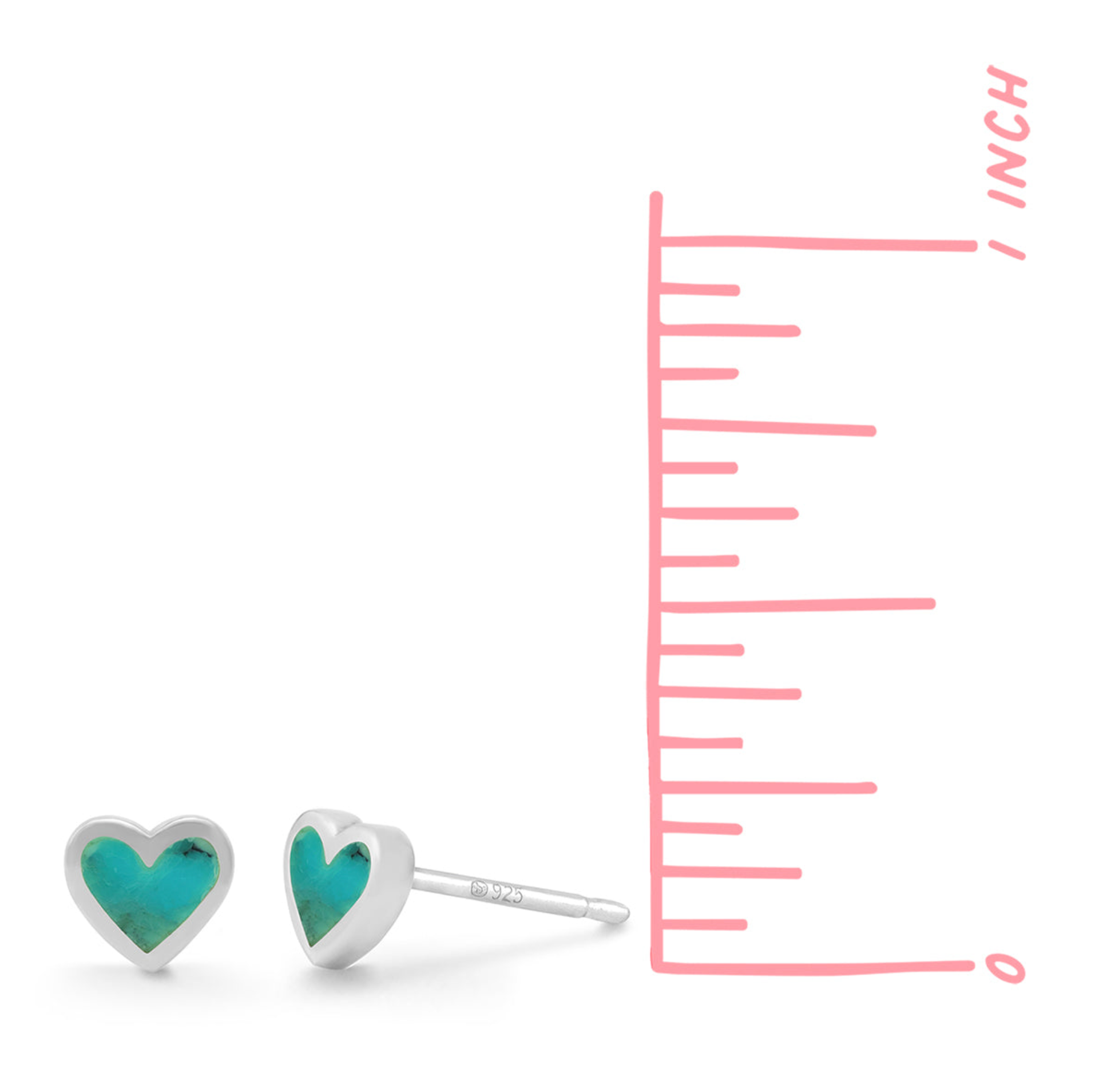 Boma Heart Stone Studs - Turquoise