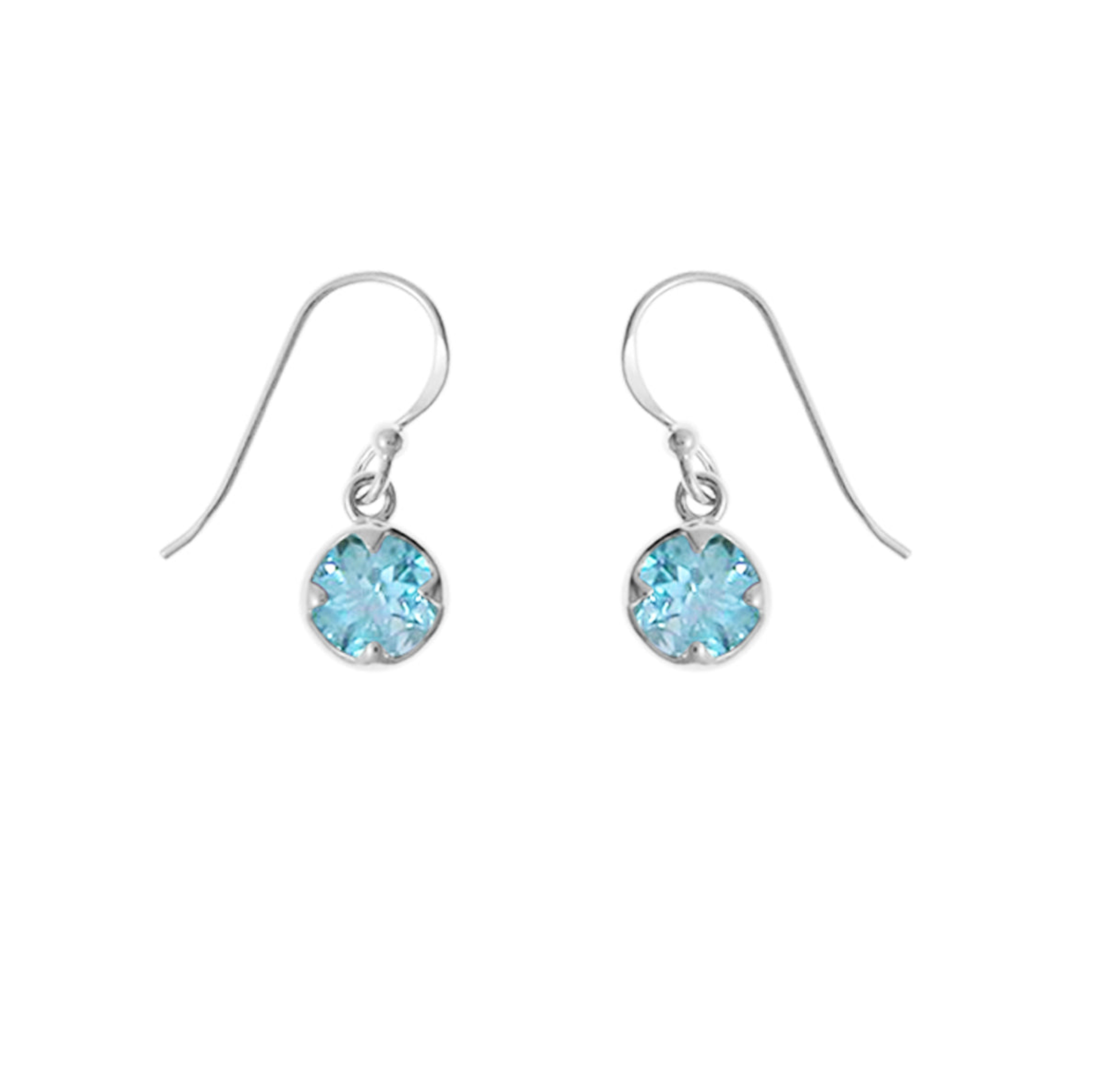 Boma Round Blue Topaz Dangle Earrings
