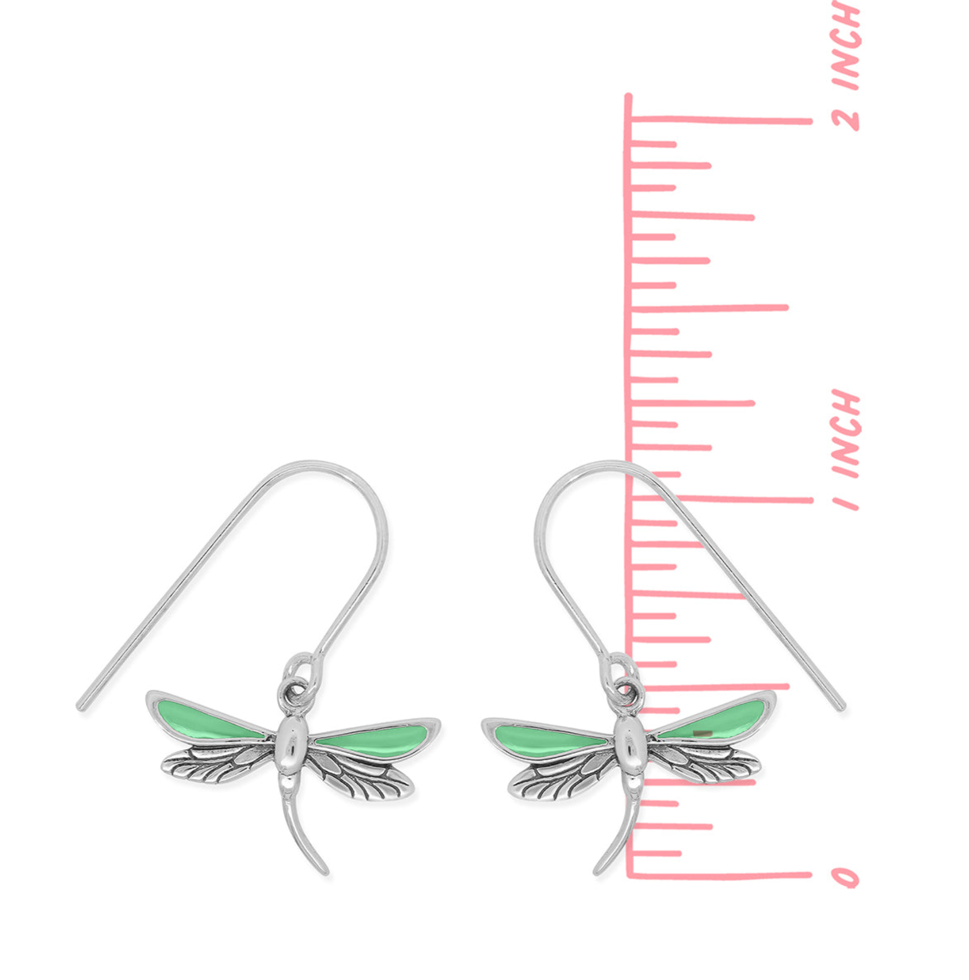 Boma Sterling Silver Green Dragonfly Earrings