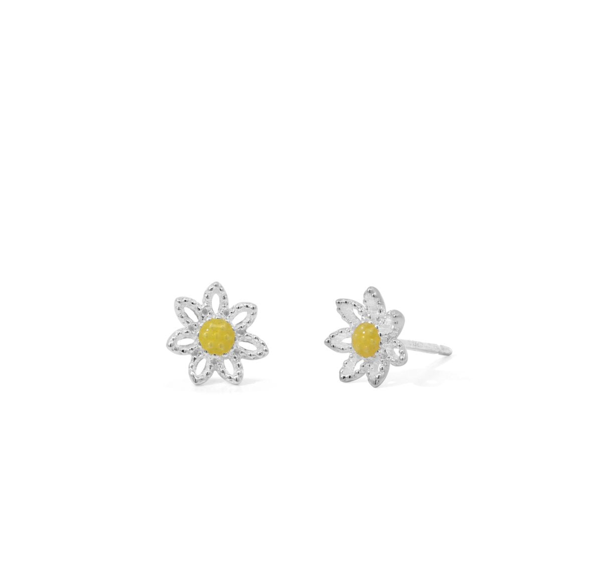 Boma Sterling Silver Sunflower Golden Bloom Post Earrings