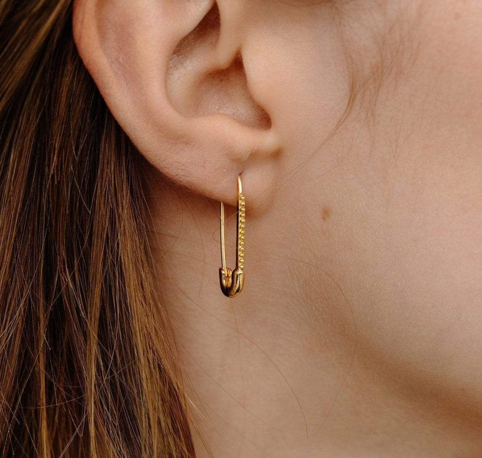 Boma Safety Pin Hoop Earrings - Gold