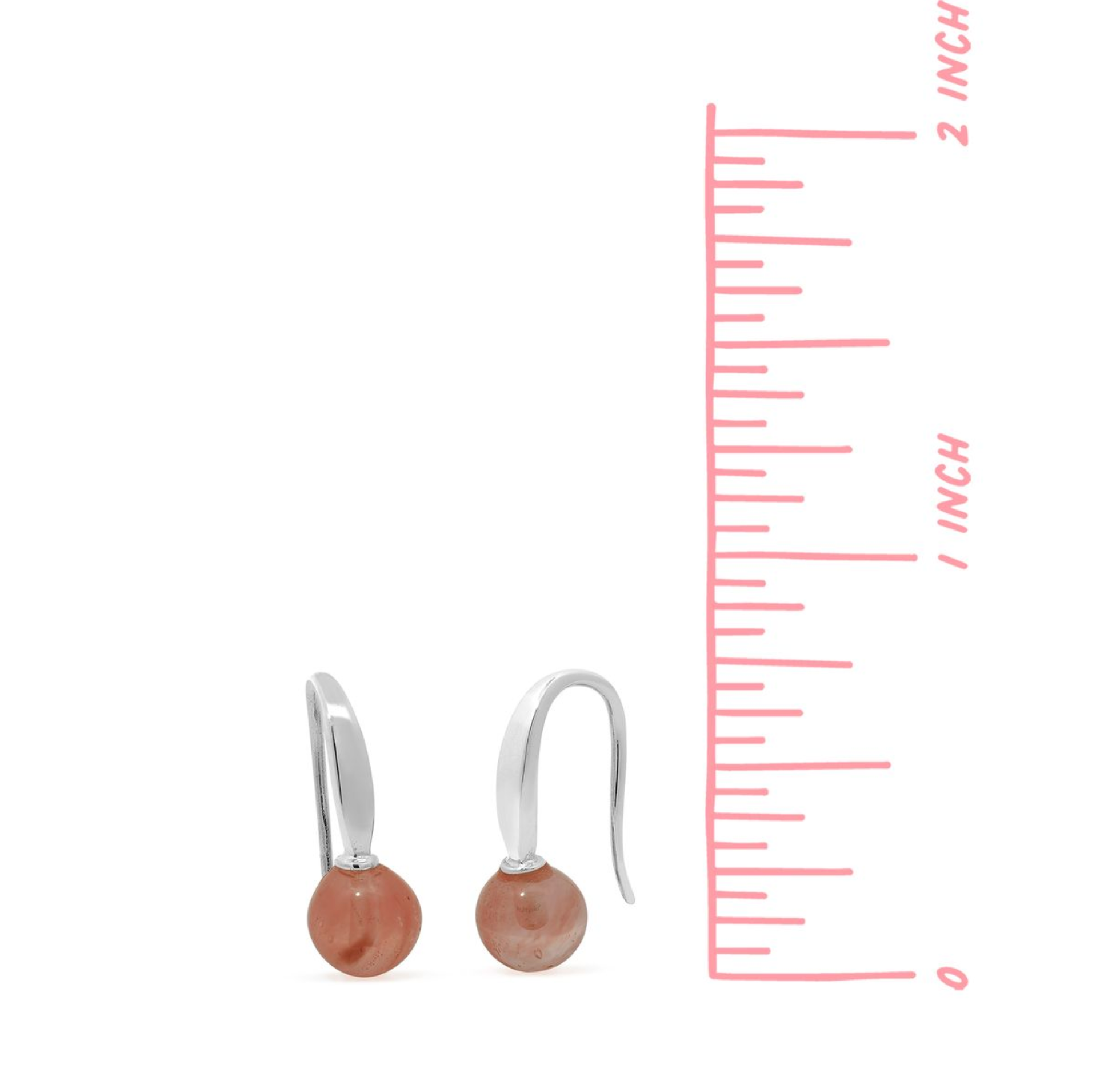 Boma Sterling Silver Open Drop Earrings - Round Red Agate Drop