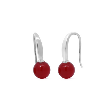 Boma Sterling Silver Open Drop Earrings - Round Red Agate Drop