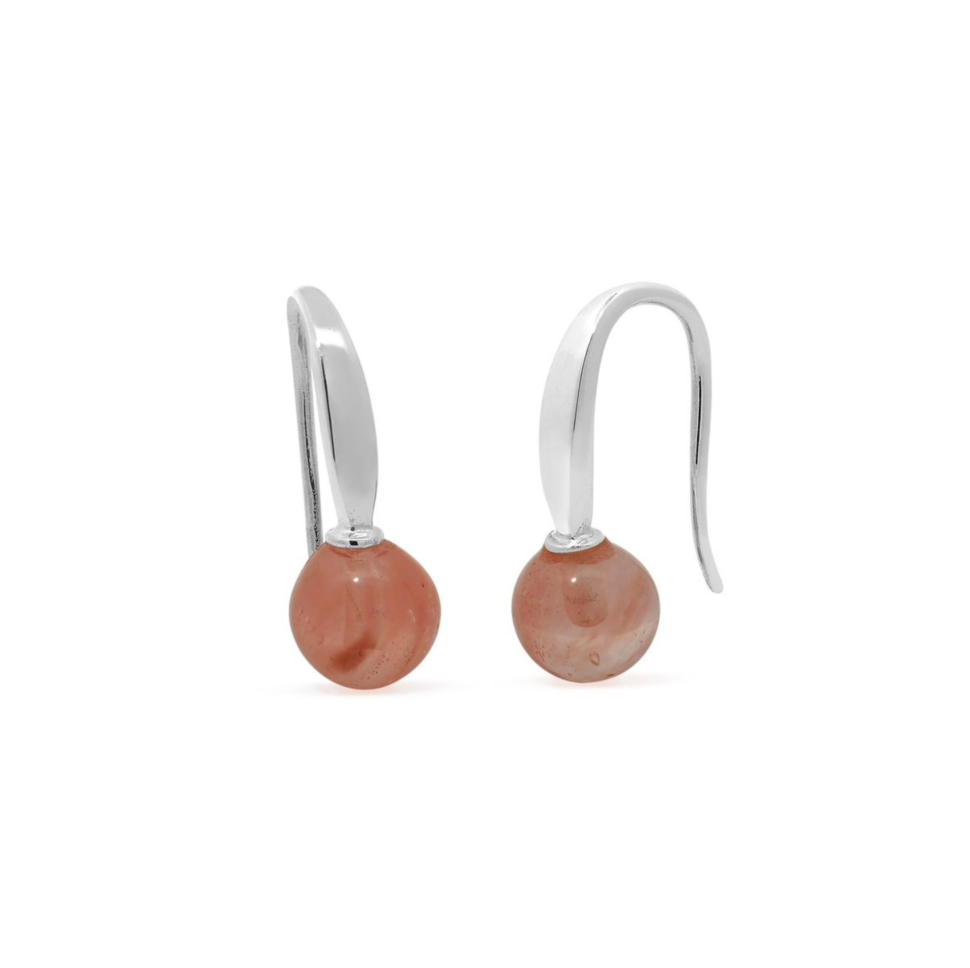 Boma Sterling Silver Open Drop Earrings - Round Cherry Quartz Drop