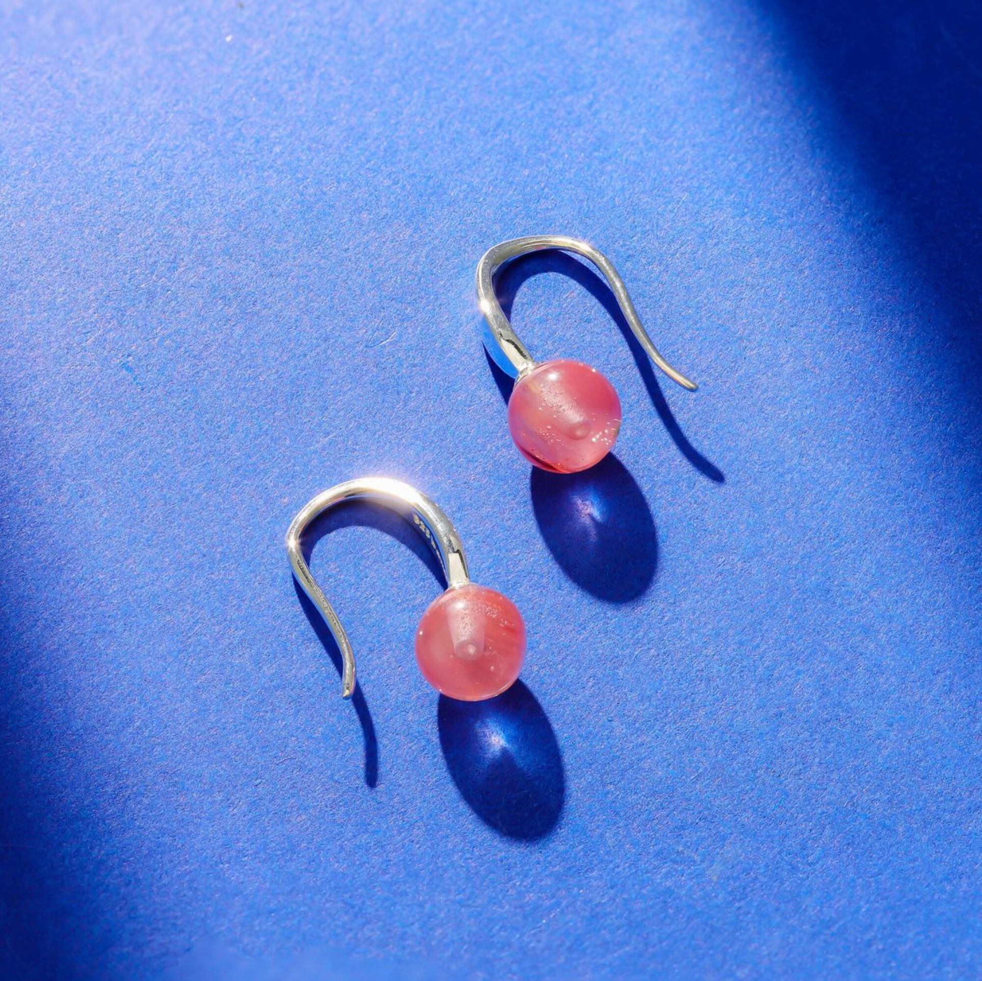 Boma Sterling Silver Open Drop Earrings - Round Cherry Quartz Drop
