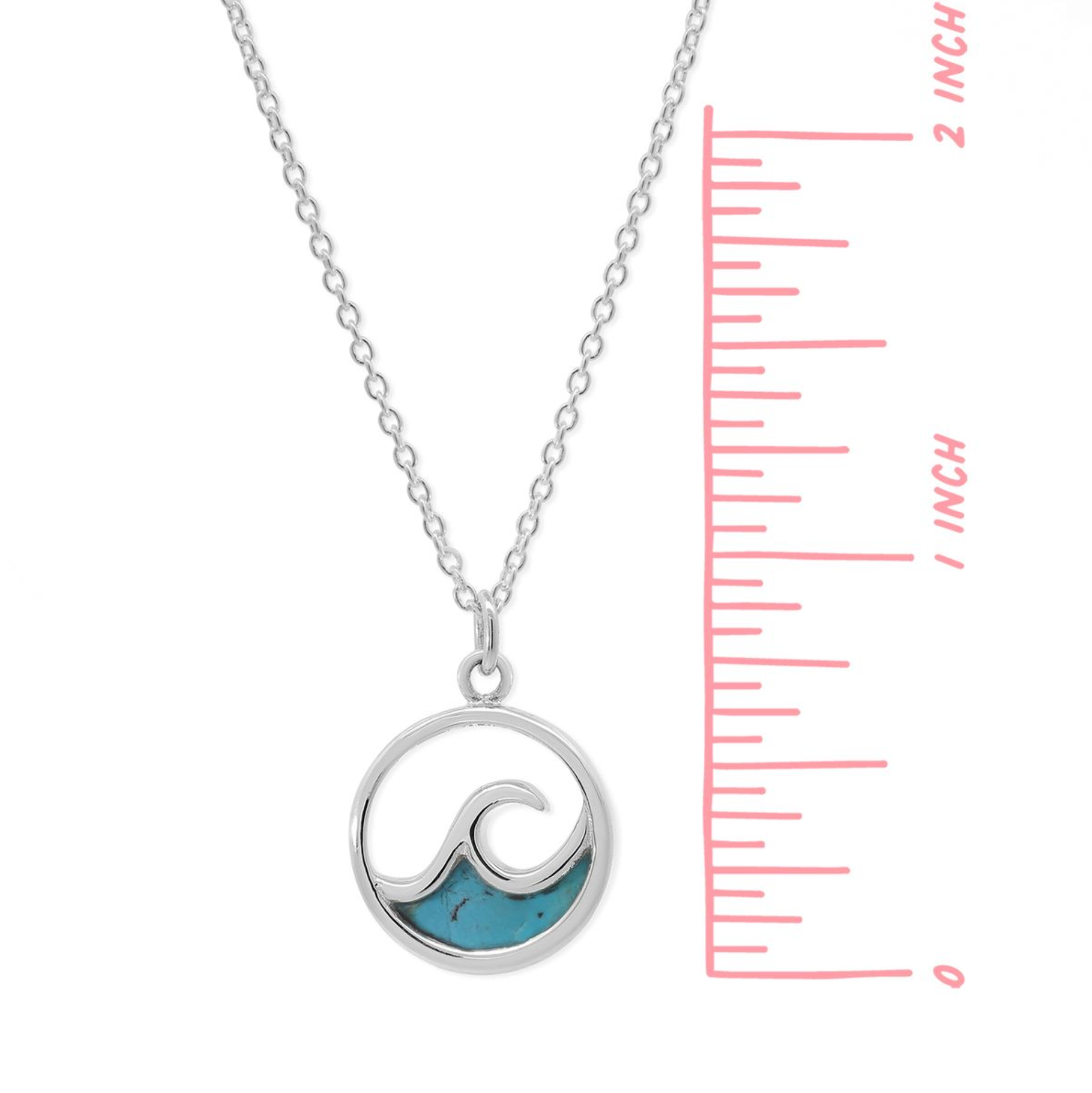 Boma Sterling Silver Outline Opal Ocean Wave Necklace