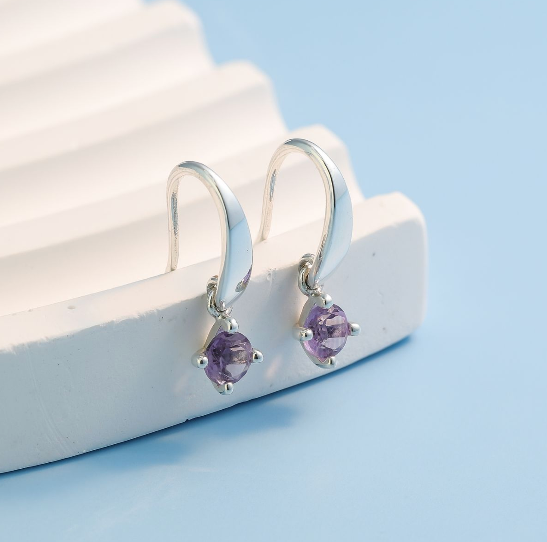 Boma Sterling Silver Aria Gemstone Open Drop with Pink Amethyst Earrings