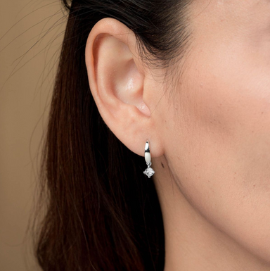 Boma Sterling Silver Aria Gemstone Open Drop with White Topaz Earrings