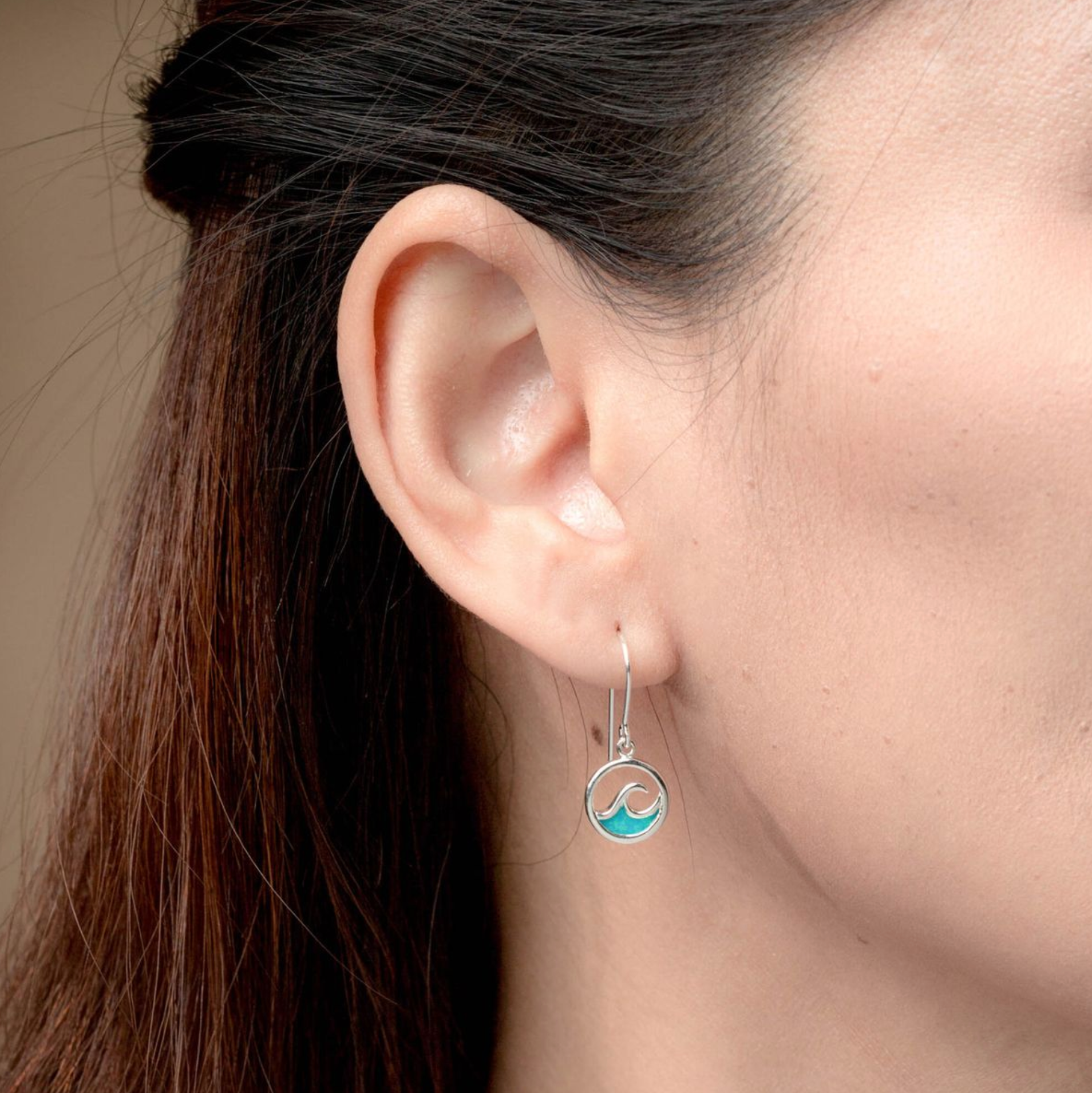 Boma Sterling Silver Outline Turquoise Ocean Wave Earrings