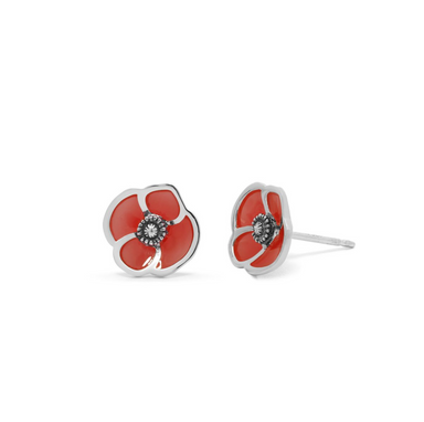 Boma Red Poppy Flower Stud Earrings