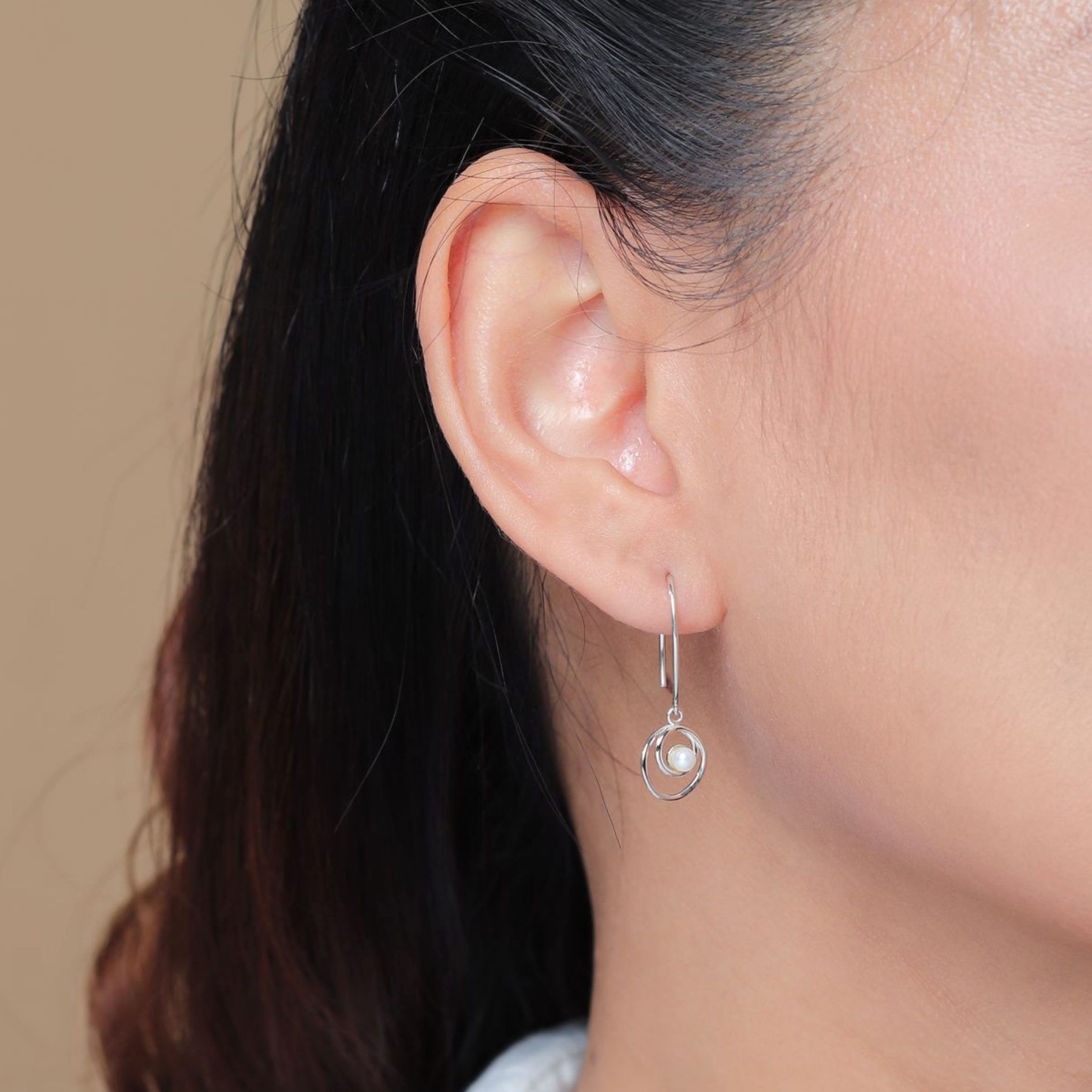 Boma Sterling Silver Orbit Pearl Earrings