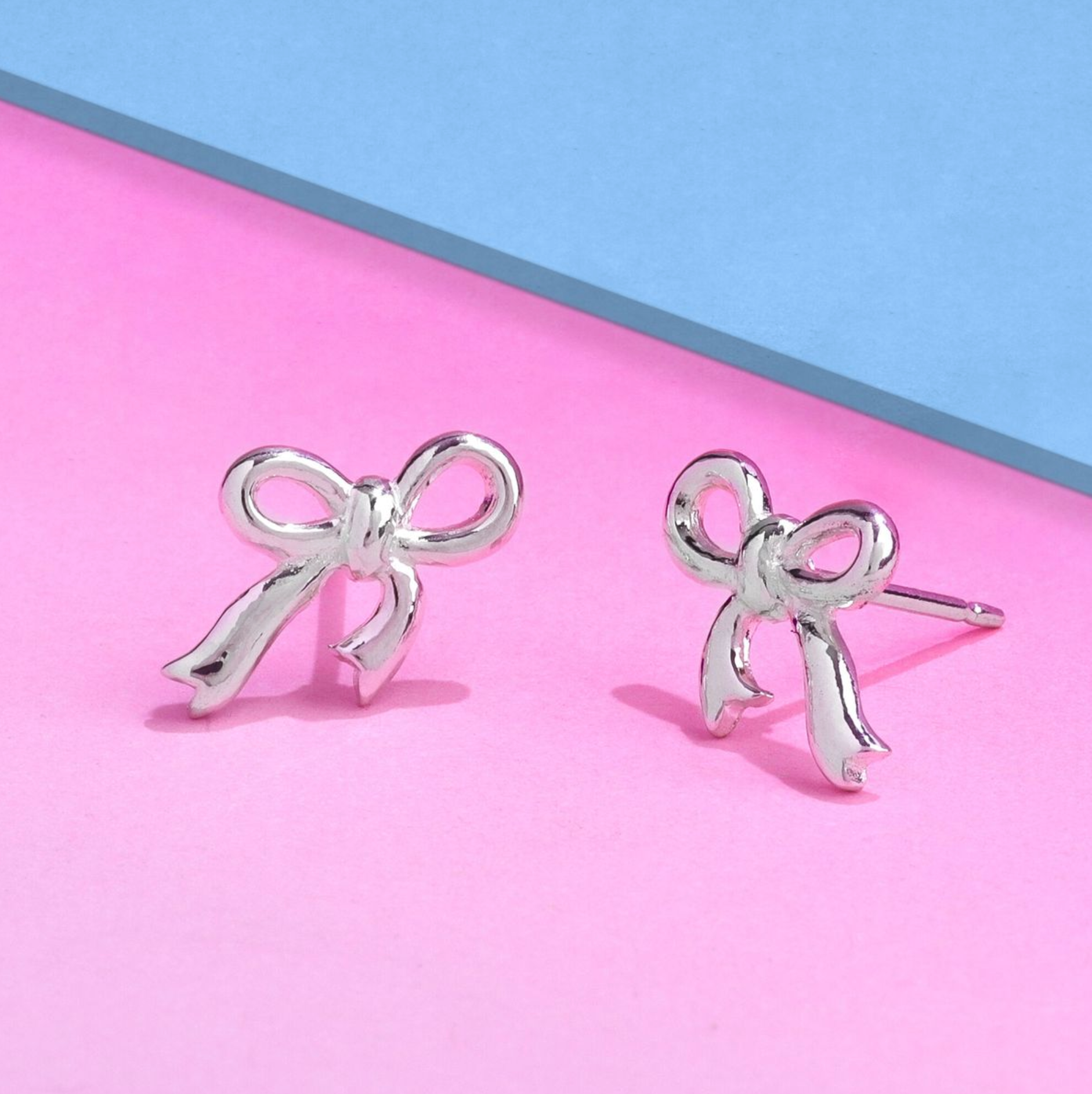 Boma Sterling Silver Bow Tie Ribbon Stud Earrings