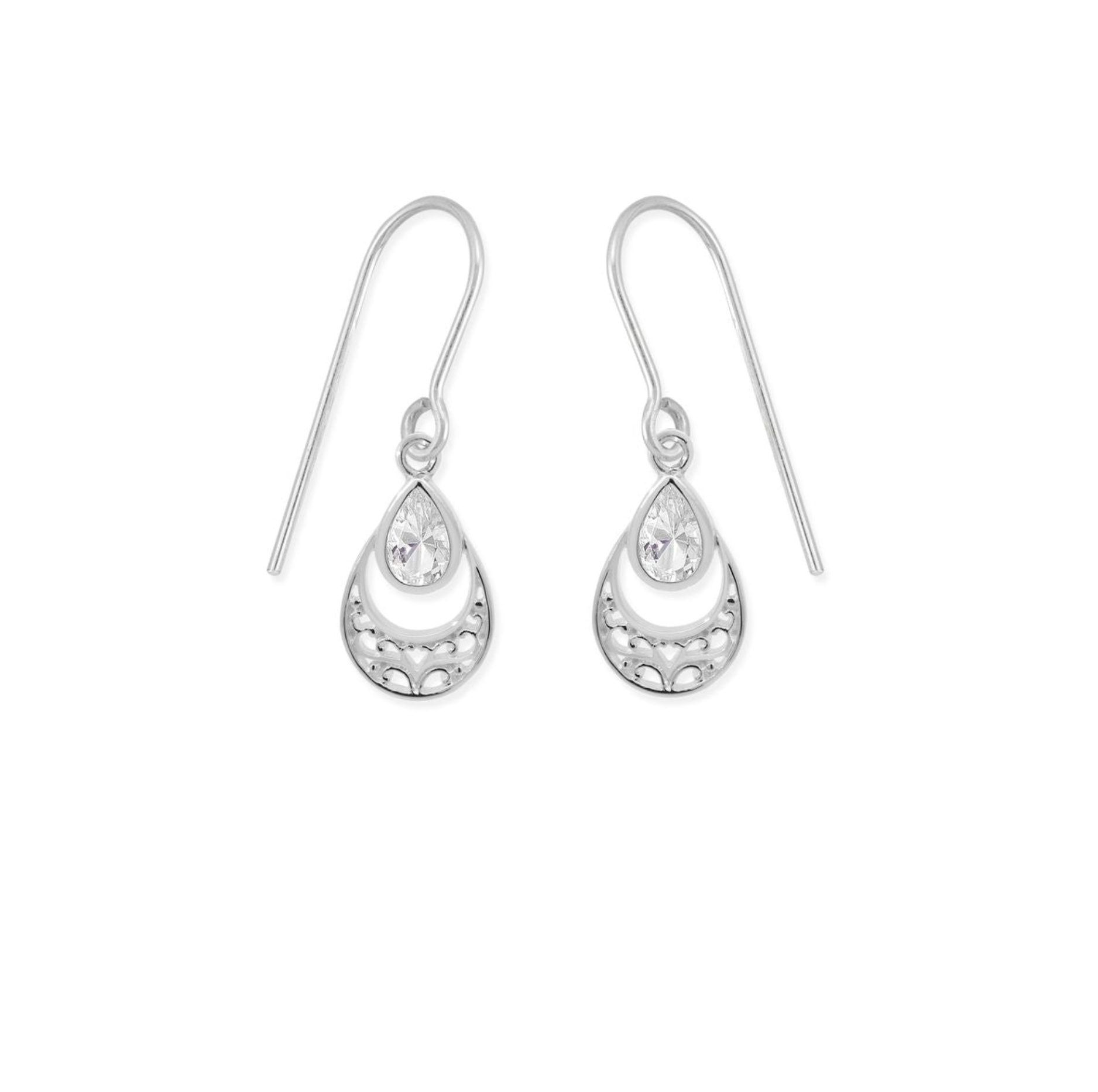 Boma Sterling Silver Ornamental White Topaz Earrings