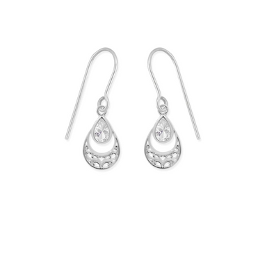 Boma Sterling Silver Ornamental White Topaz Earrings
