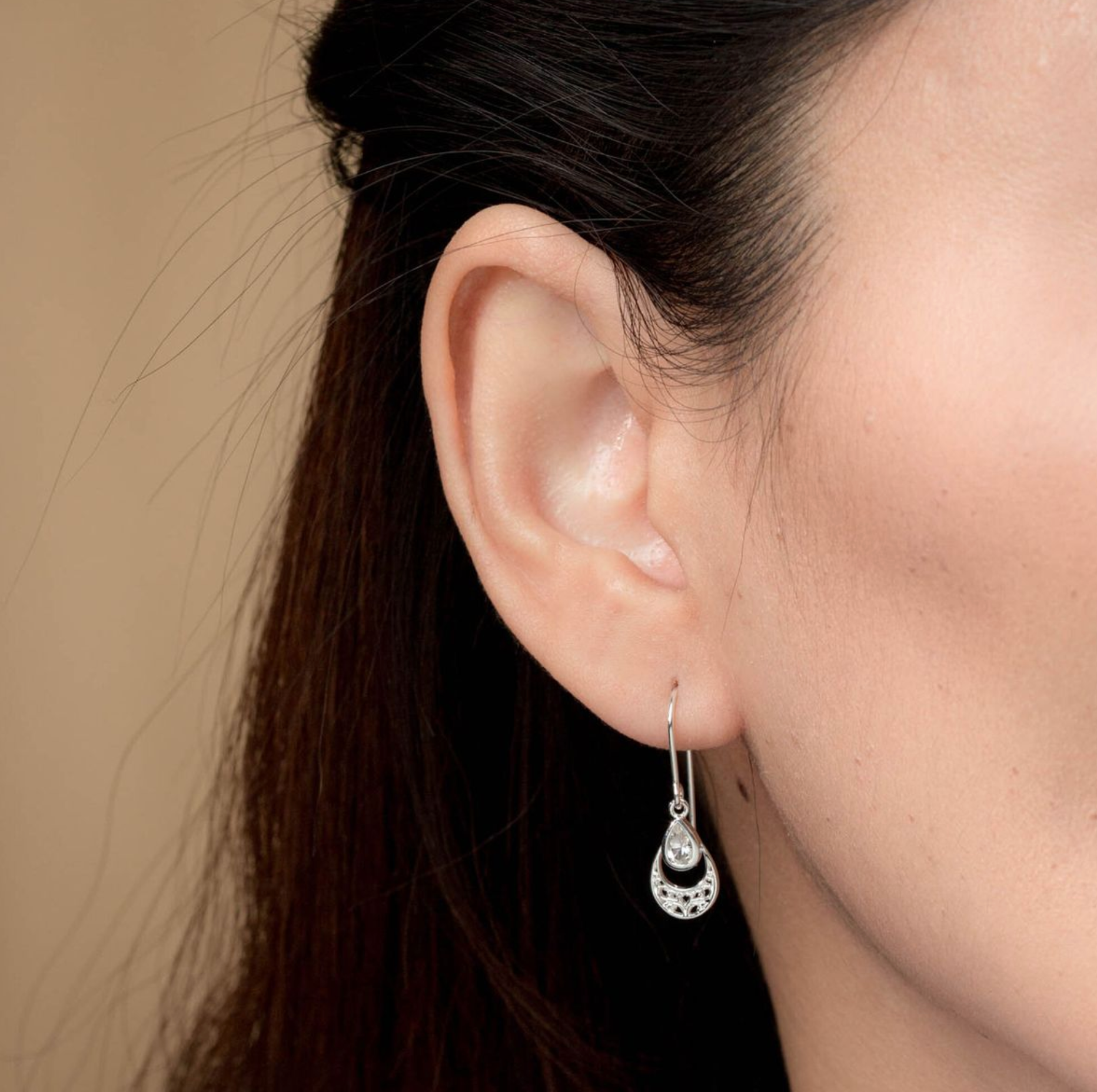 Boma Sterling Silver Ornamental White Topaz Earrings