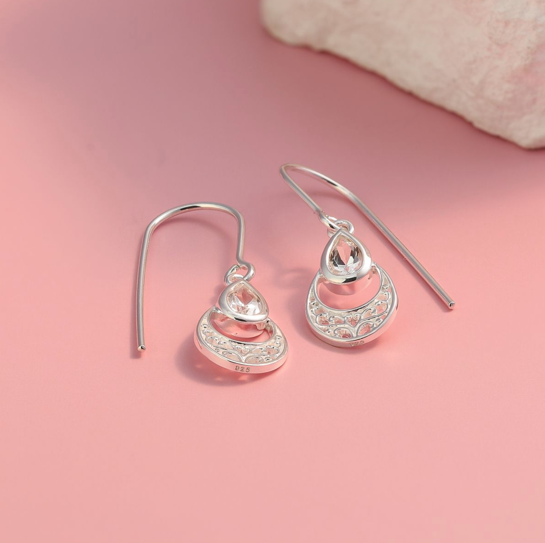 Boma Sterling Silver Ornamental White Topaz Earrings