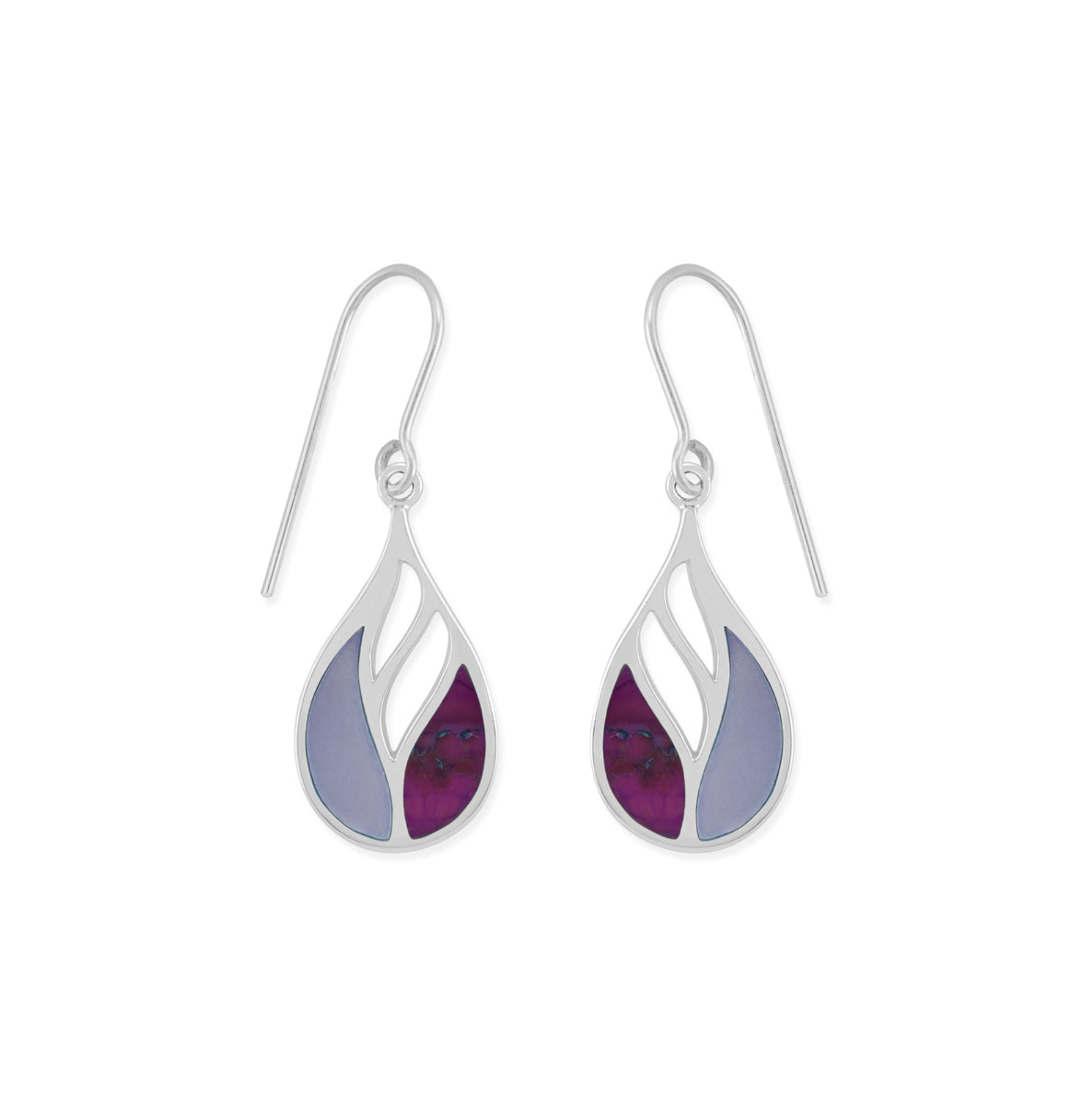 Boma Lotus Earrings with Purple Mother of Pearl and Purple Turquoise