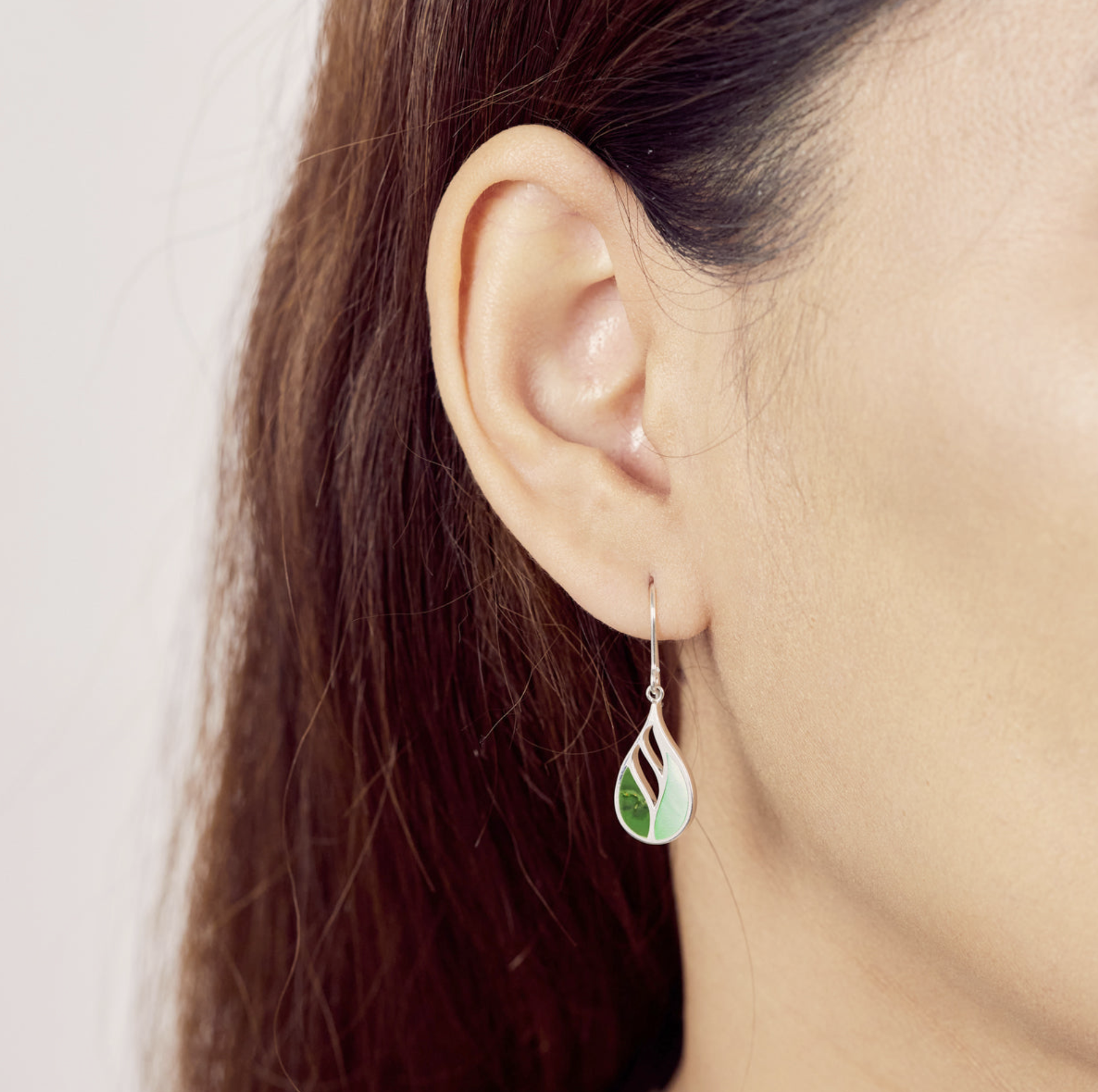 Boma Lotus Green Mother of Pearl and Green Turquoise Earrings