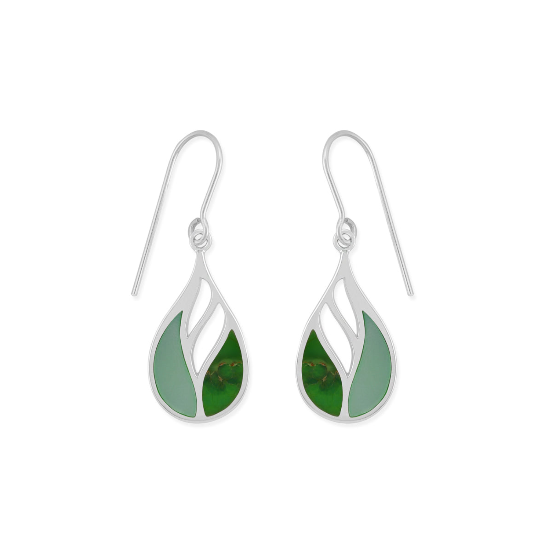Boma Lotus Green Mother of Pearl and Green Turquoise Earrings