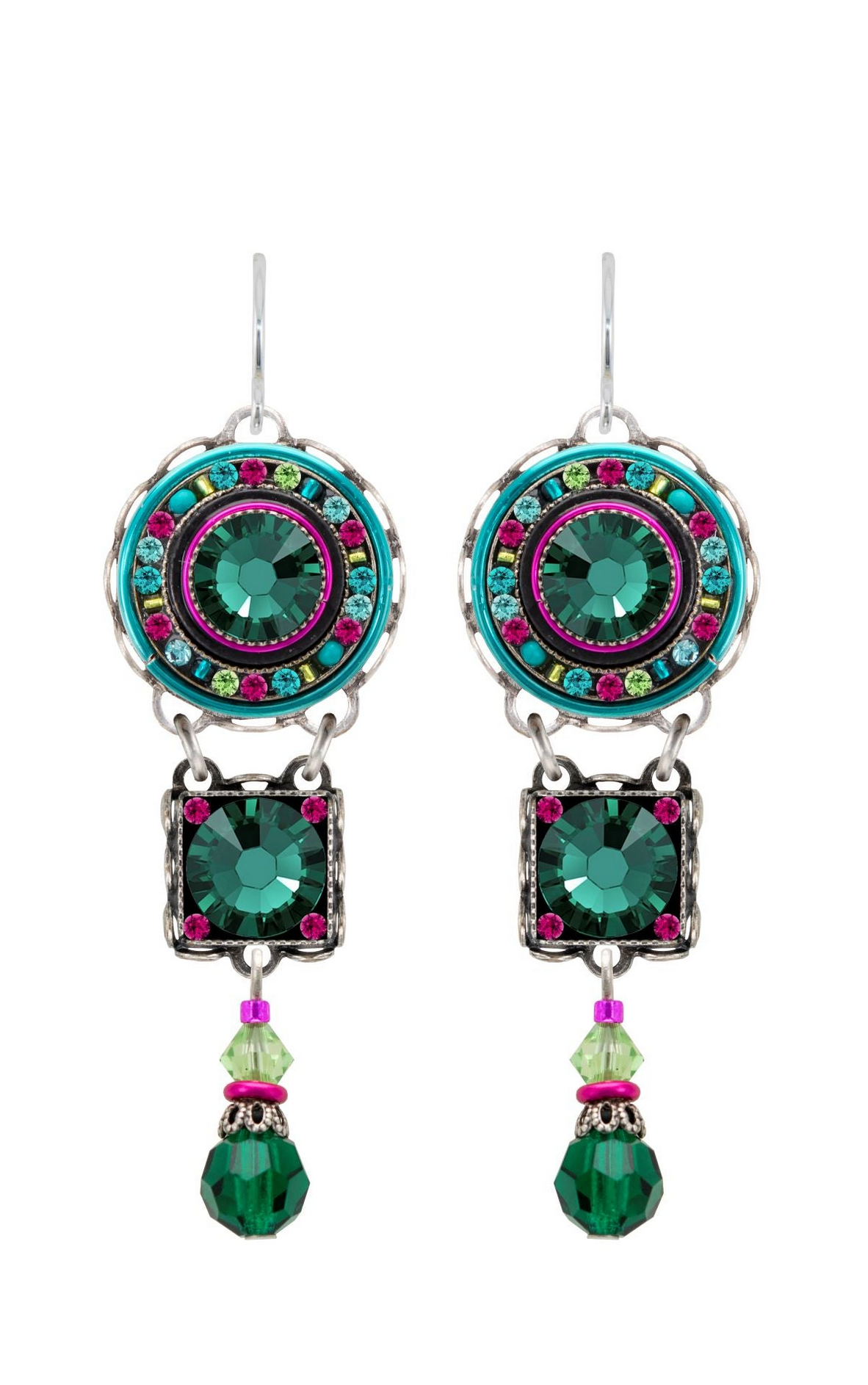 Firefly La Dolce Vita 3 Tier Earrings - Emerald