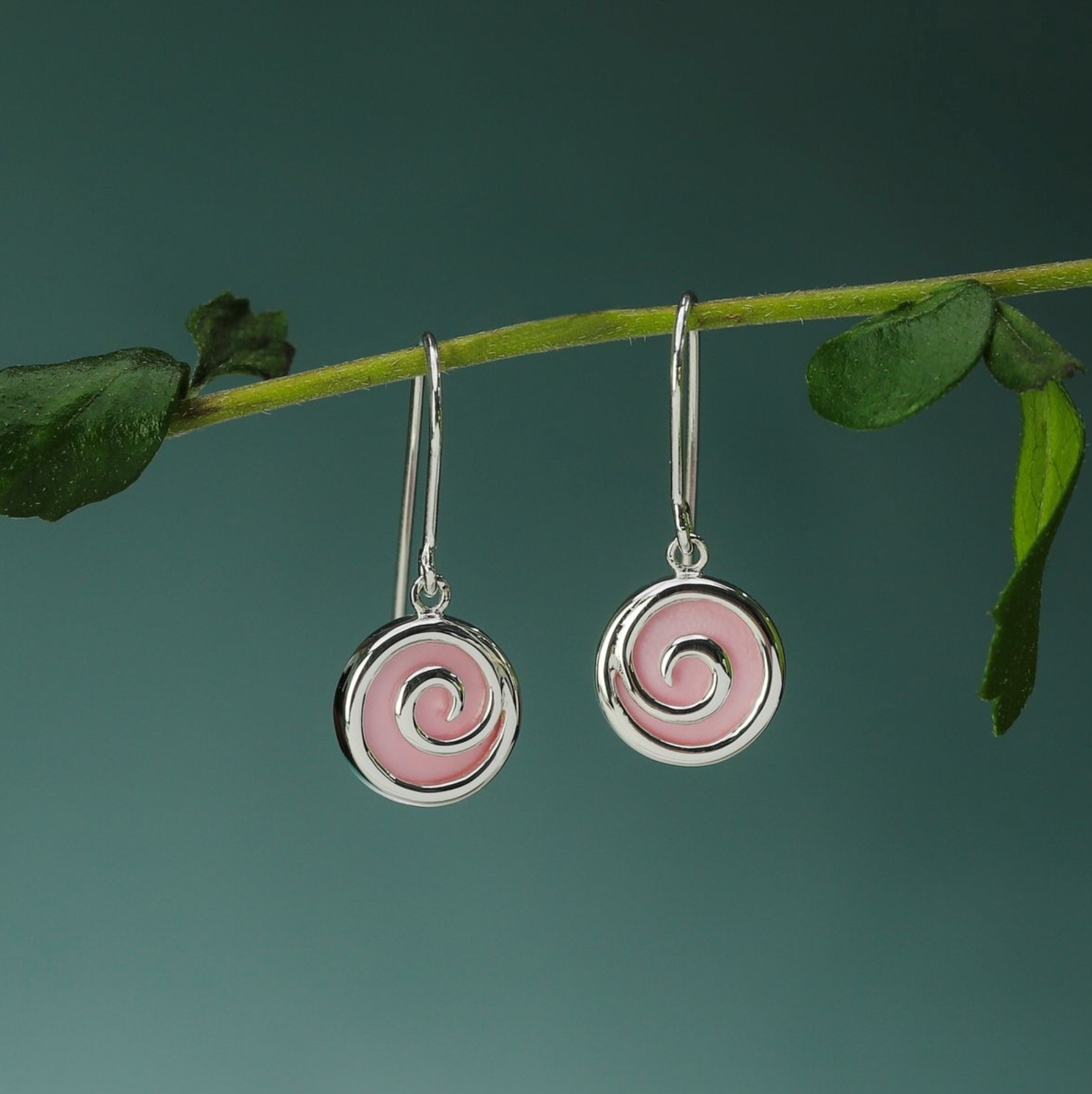 Boma Moari Spiral with Pink Mother of Pearl Earrings
