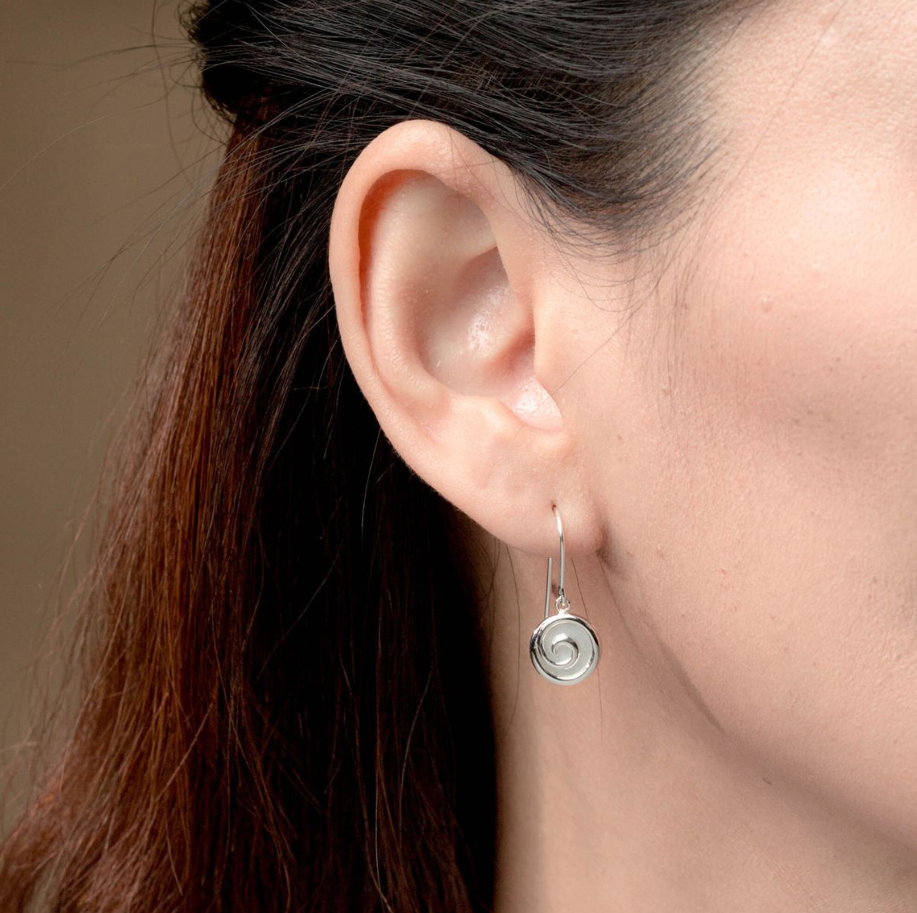 Boma Moari Spiral Dangles with Mother of Pearl Earrings