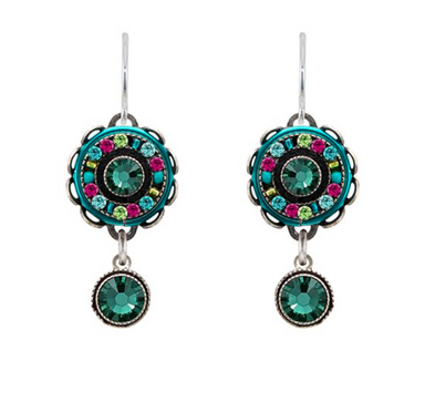 Firefly La Dolce Vita Circle Earrings with Dangle - Emerald