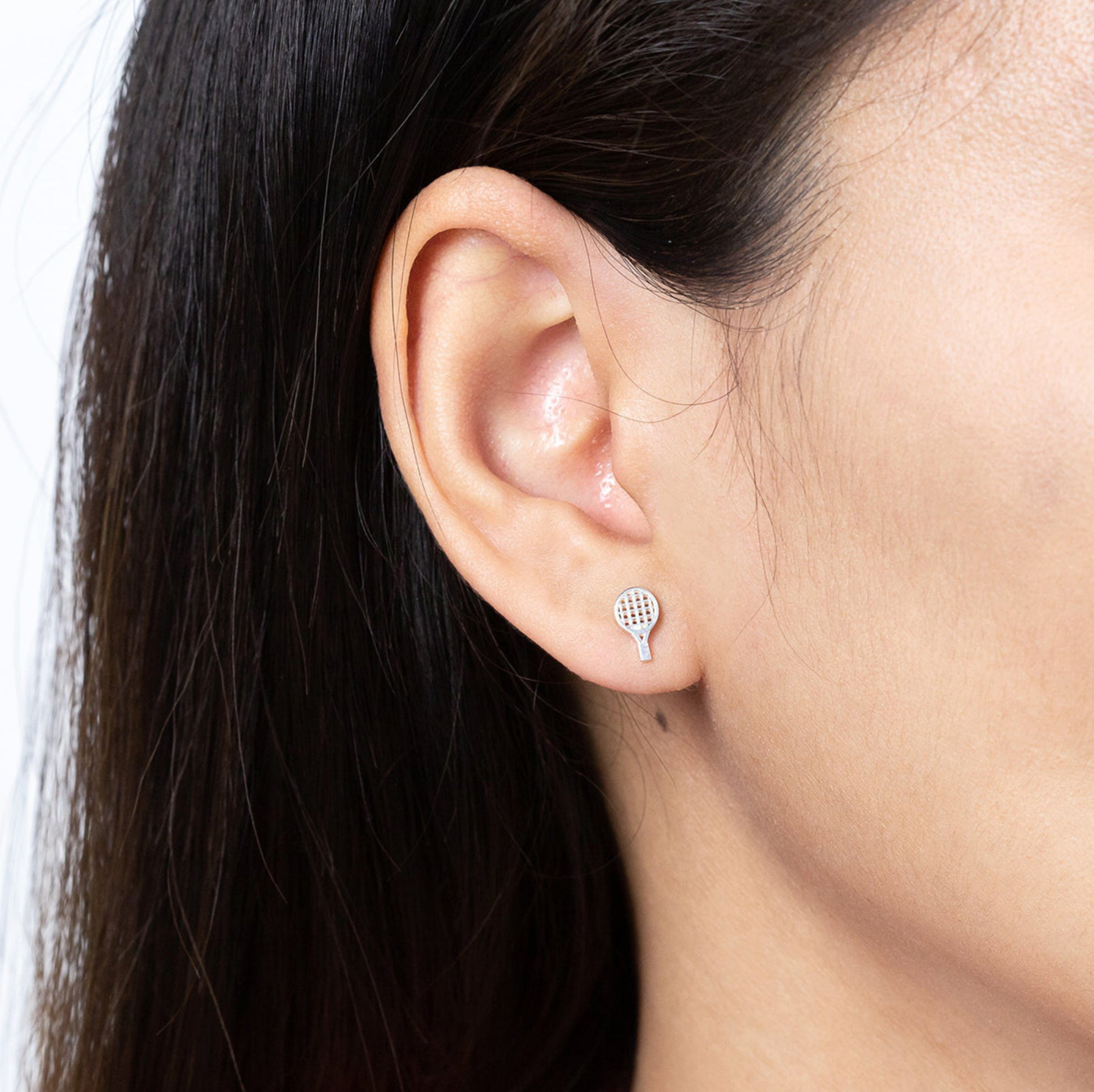 Boma Silver Tennis Racket Stud Earrings