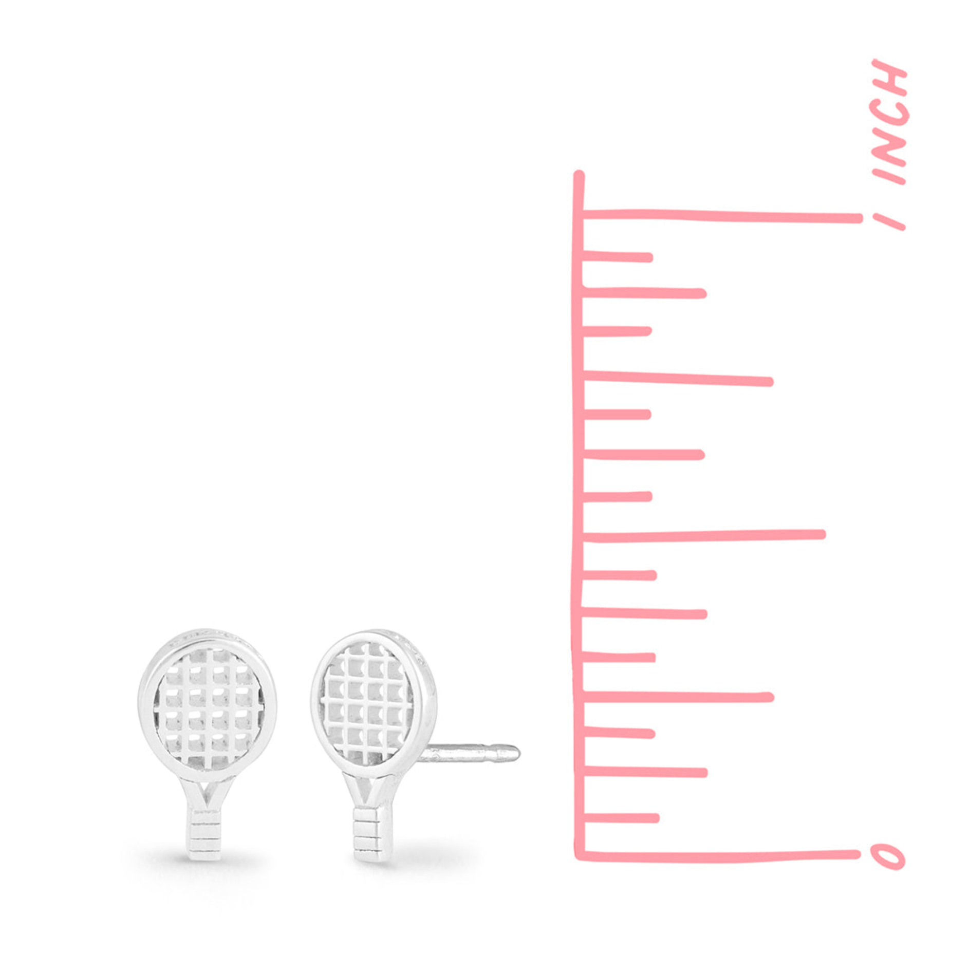 Boma Silver Tennis Racket Stud Earrings