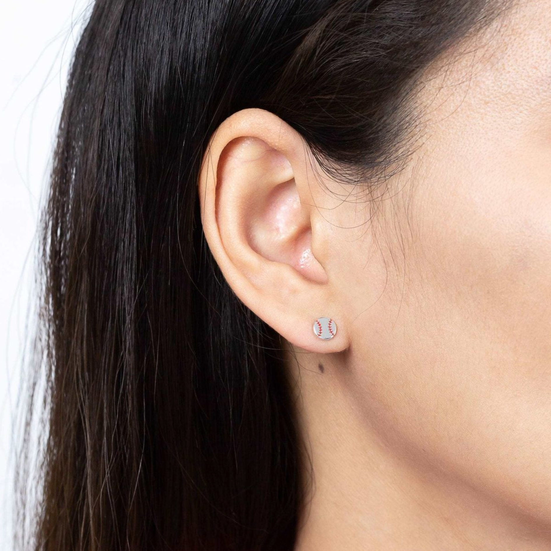 Boma Silver Baseball Stud Earrings