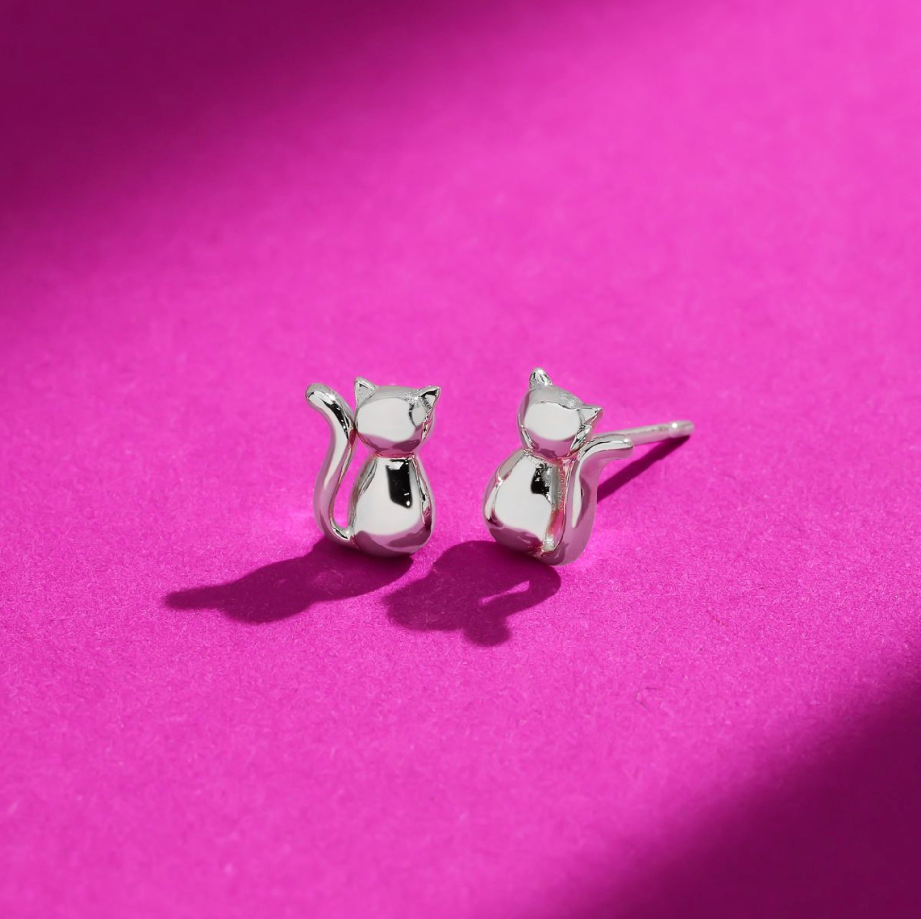 Boma Sterling Silver Minimal Cat Stud Earrings