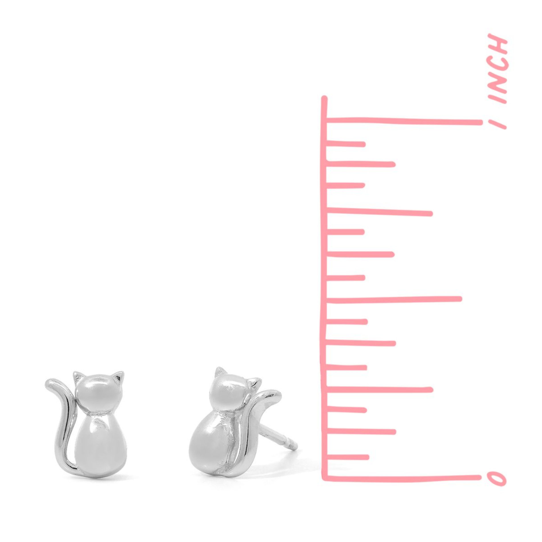 Boma Sterling Silver Minimal Cat Stud Earrings