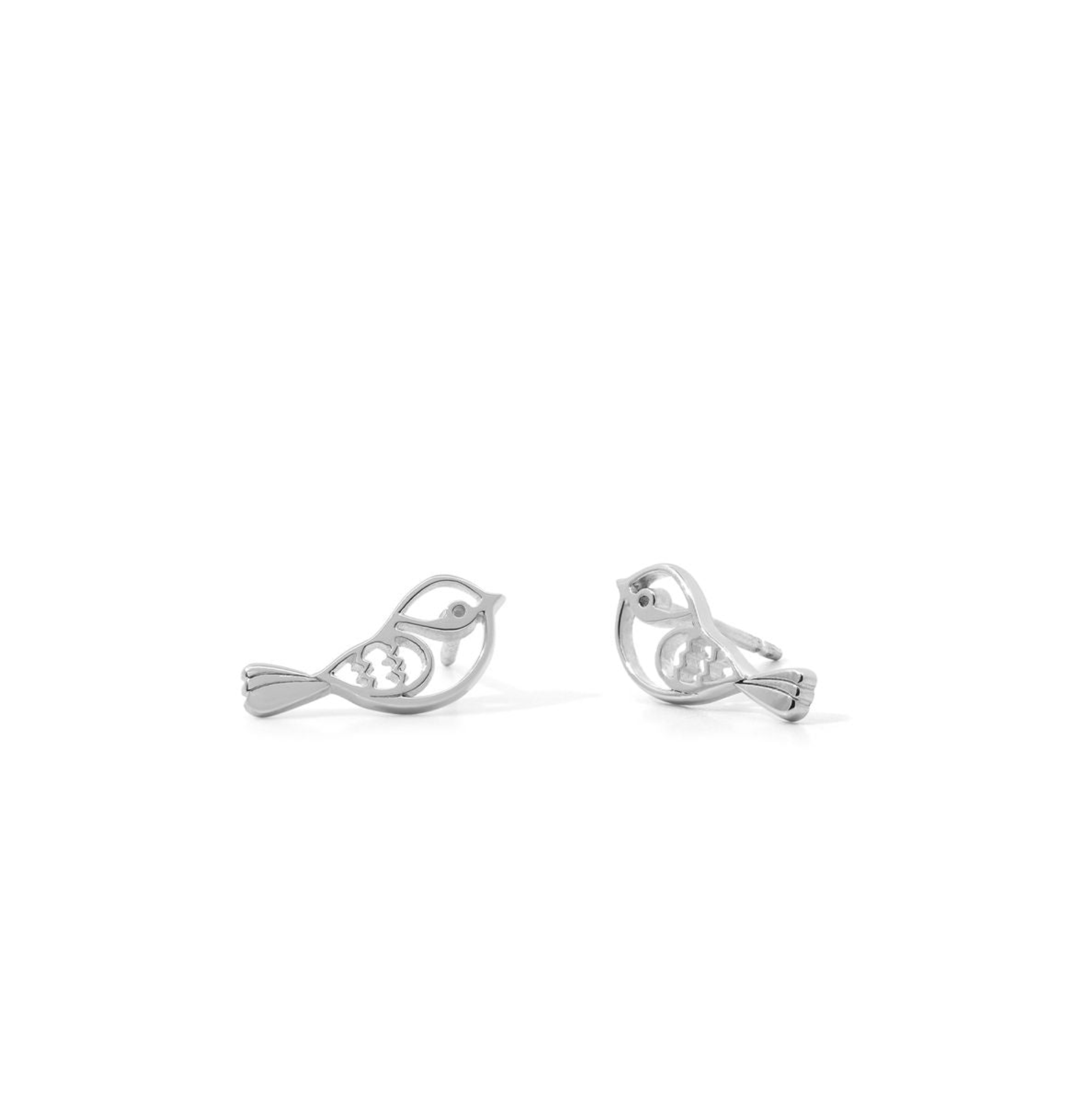 Boma Sterling Silver Robin Bird Outline Stud Earrings