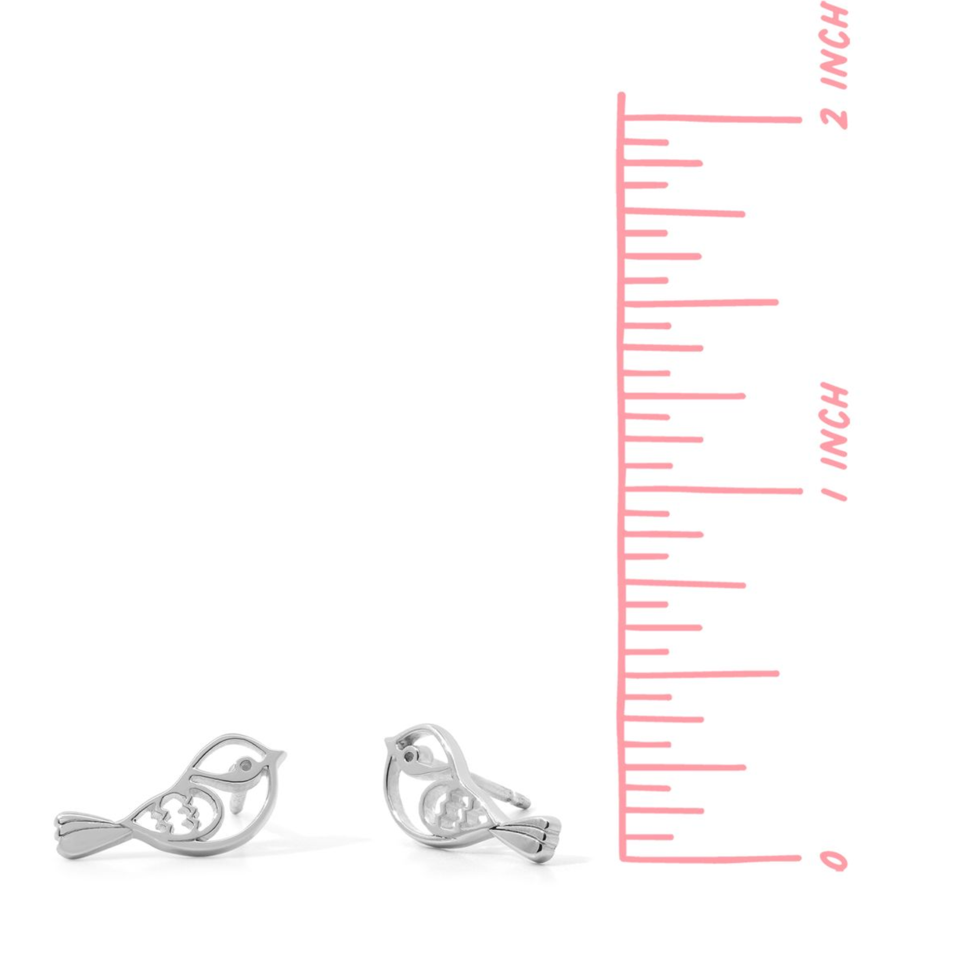 Boma Sterling Silver Robin Bird Outline Stud Earrings