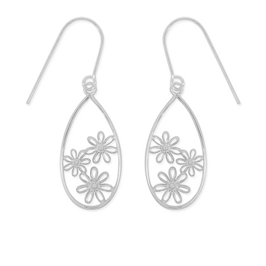Boma Sterling Silver Floral Oval Earrings