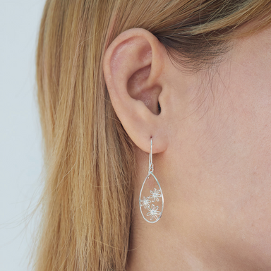 Boma Sterling Silver Floral Oval Earrings
