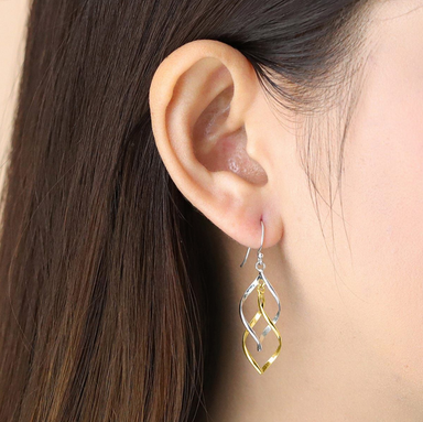 Boma Spiral Ribbon Drop Dangle Earrings - Gold and Silver