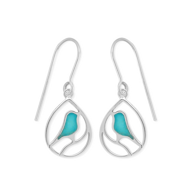 Boma Turquoise Inlay Bird Teardrop Earrings