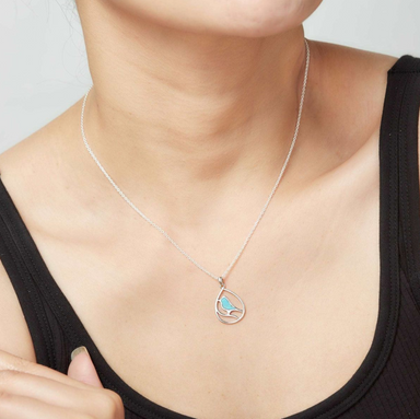 Boma Turquoise Inlay Bird Teardrop Necklace