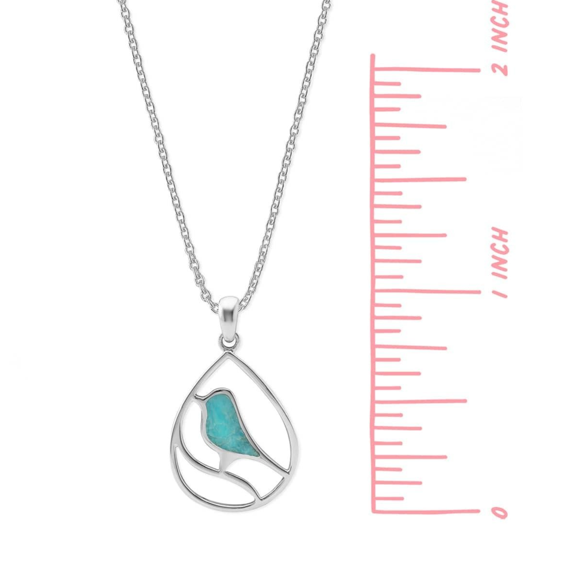 Boma Turquoise Inlay Bird Teardrop Necklace