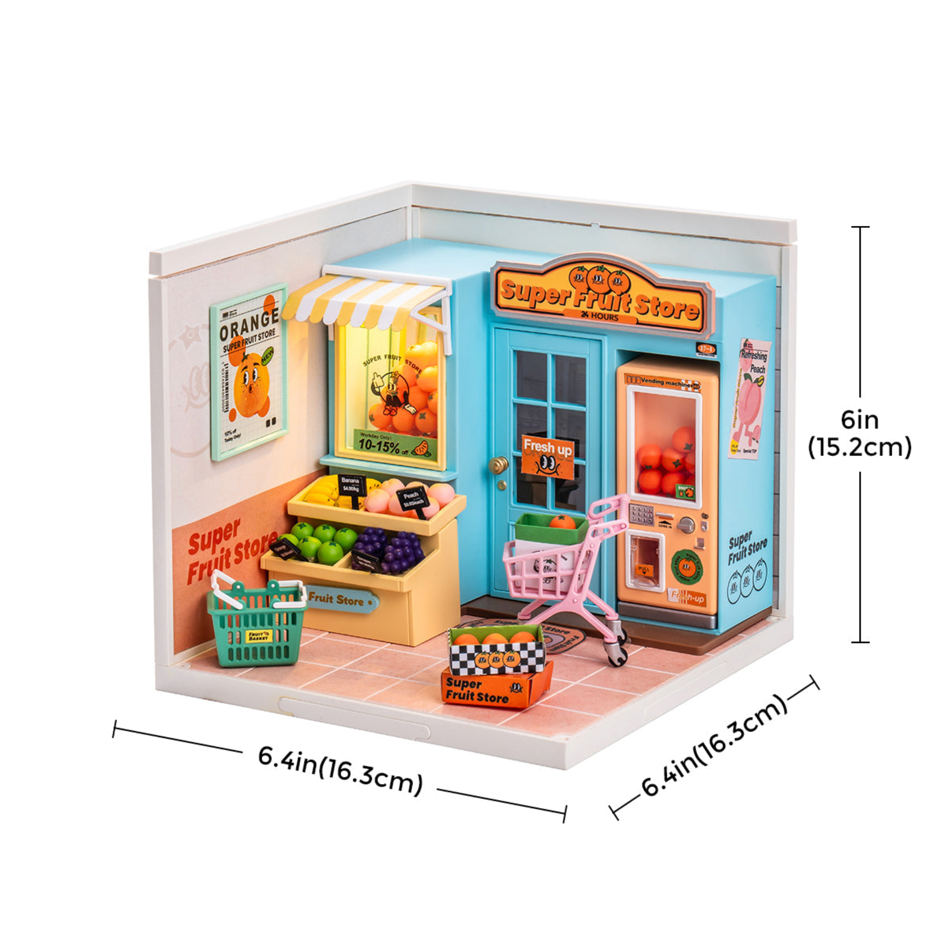 ROBOTIME Super Creator Super Fruit Store DIY Miniature House Kit - Super Creator