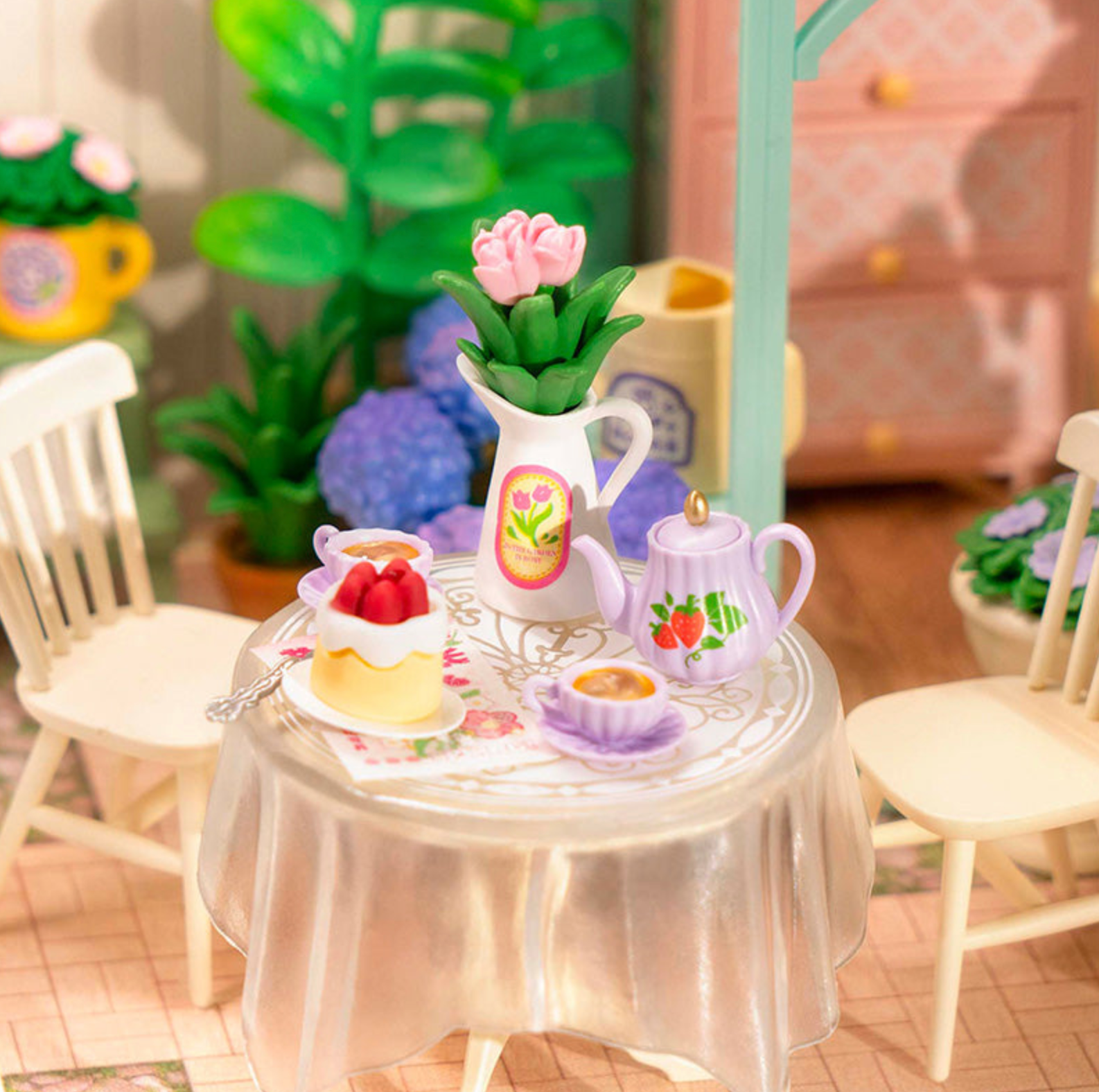 ROBOTIME Blooming Tea Garden DIY Miniature House - Super Creator