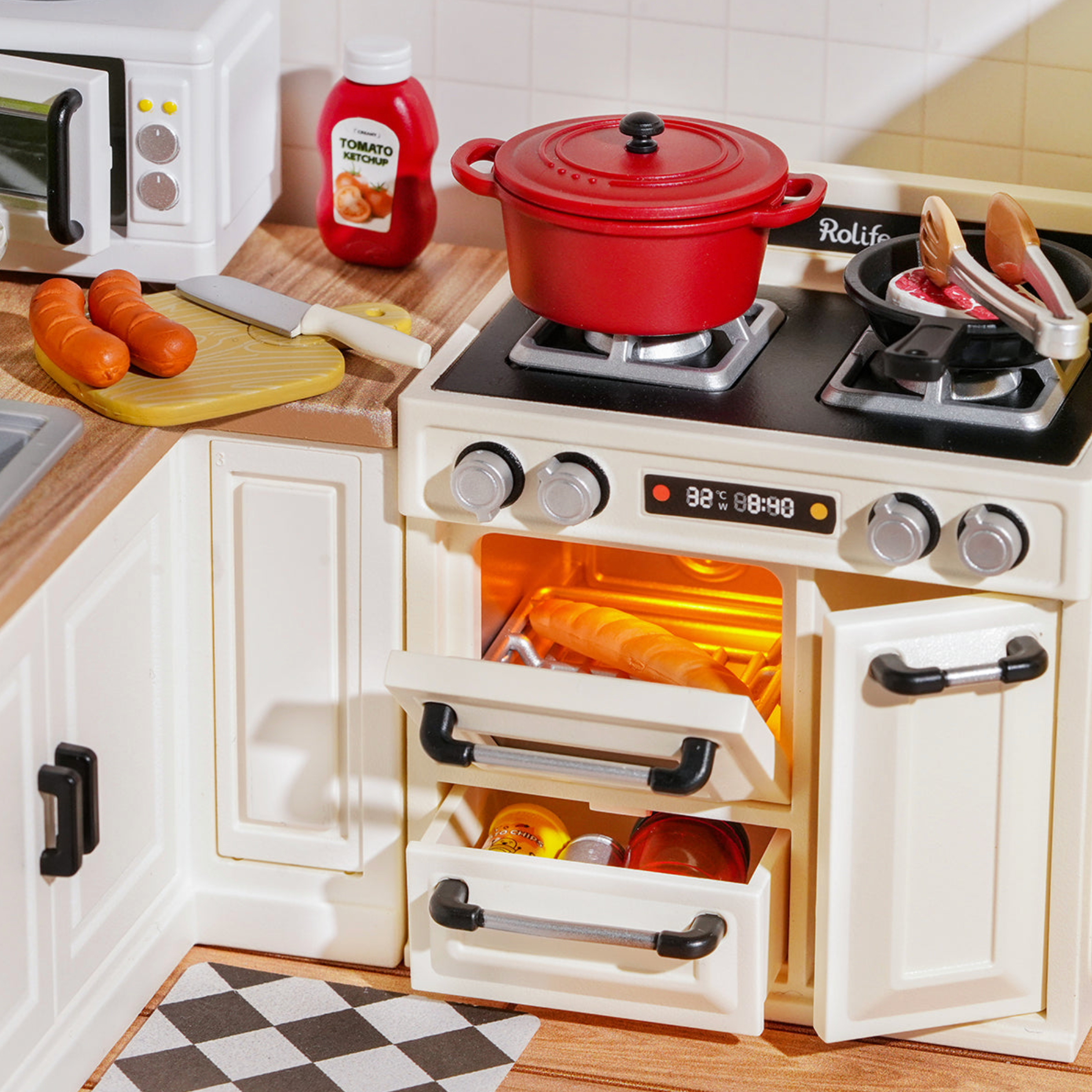 ROBOTIME Happy Meals Kitchen DIY Miniature House - Super Creator
