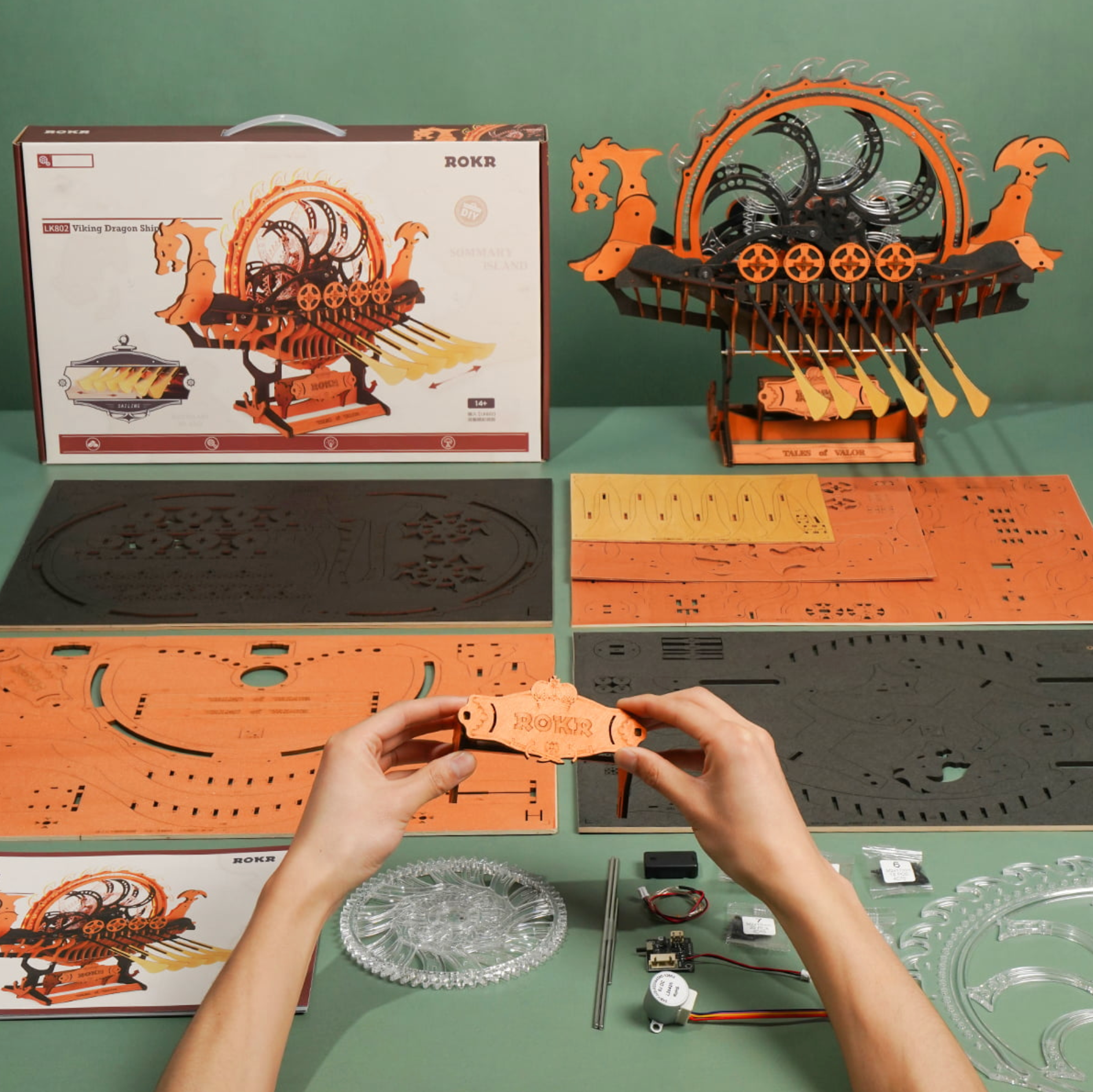 ROBOTIME Viking Dragon Ship Mechanical 3D Wooden Puzzle