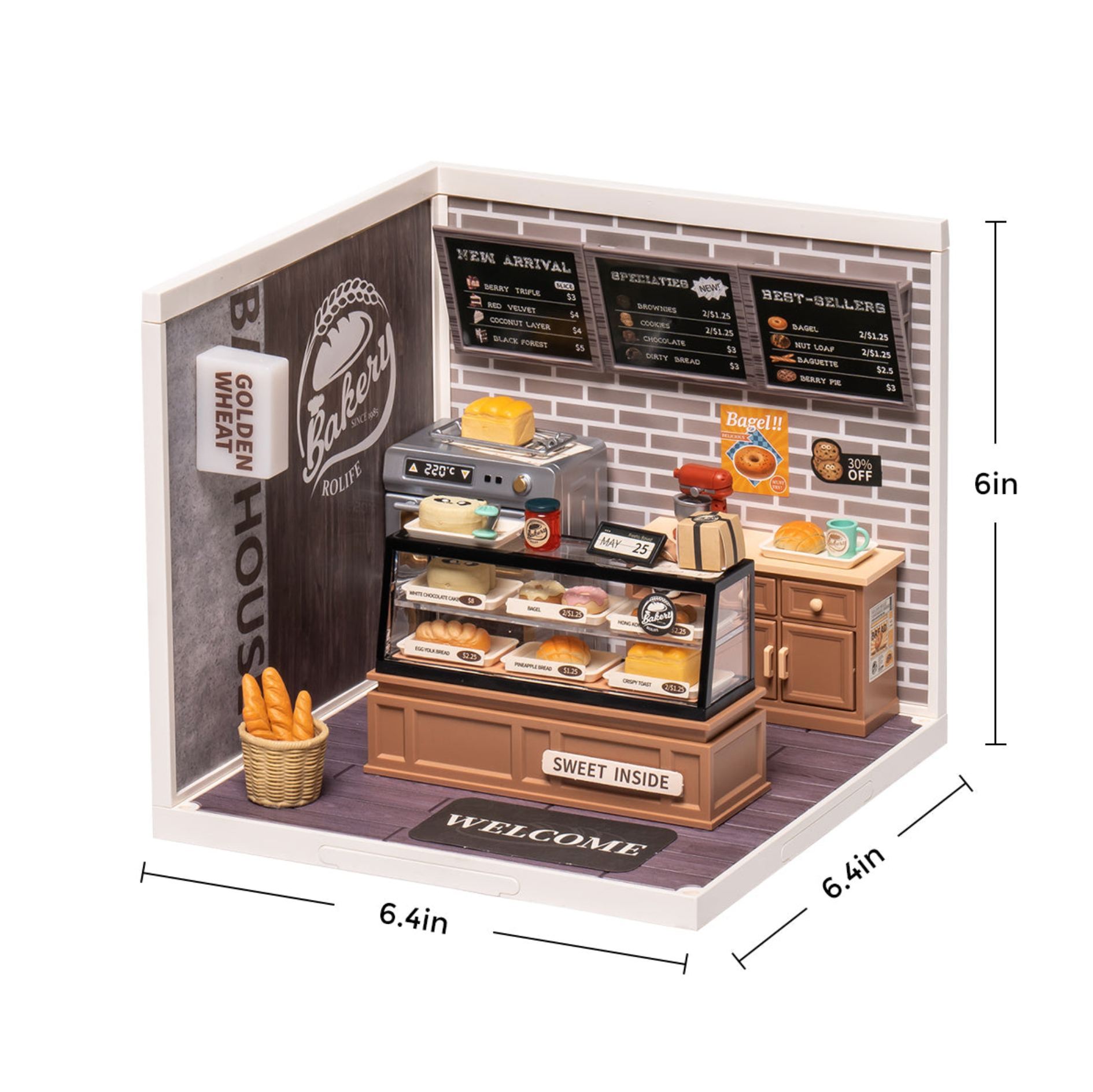 ROBOTIME Super Creator Golden Wheat Bakery DIY Miniature House Kit - Super Creator