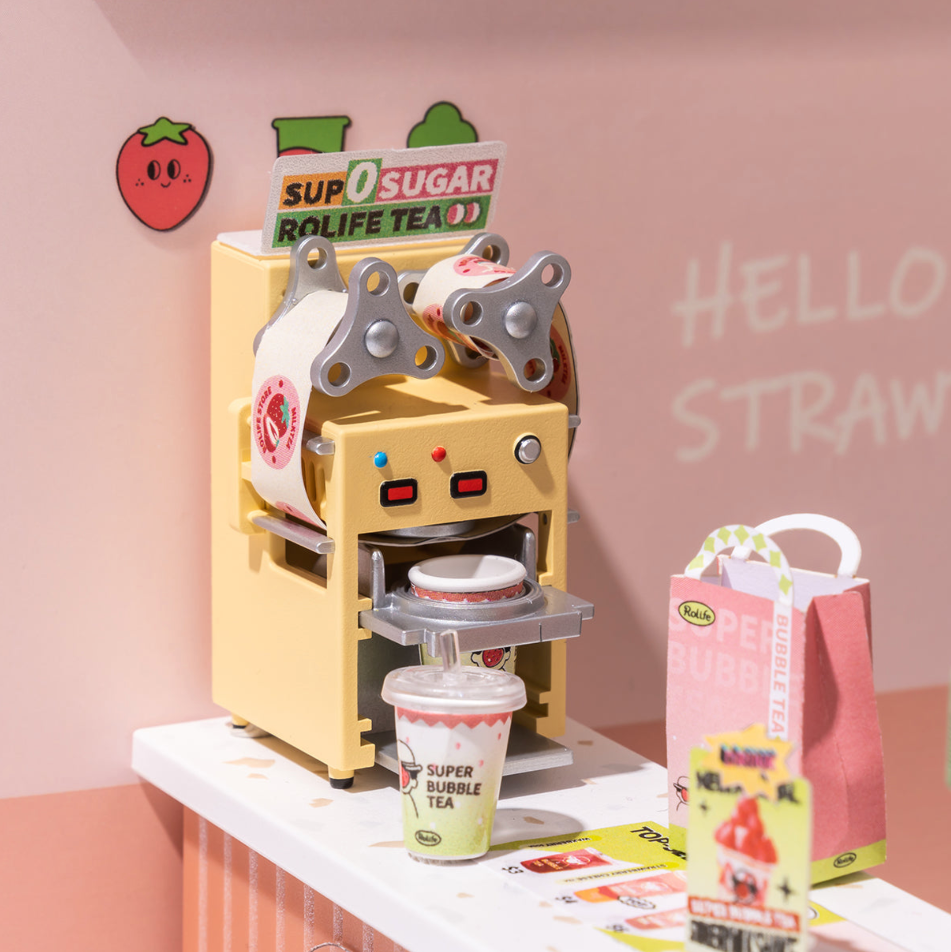 ROBOTIME Super Creator Double Joy Bubble Tea DIY Miniature House Kit - Super Creator