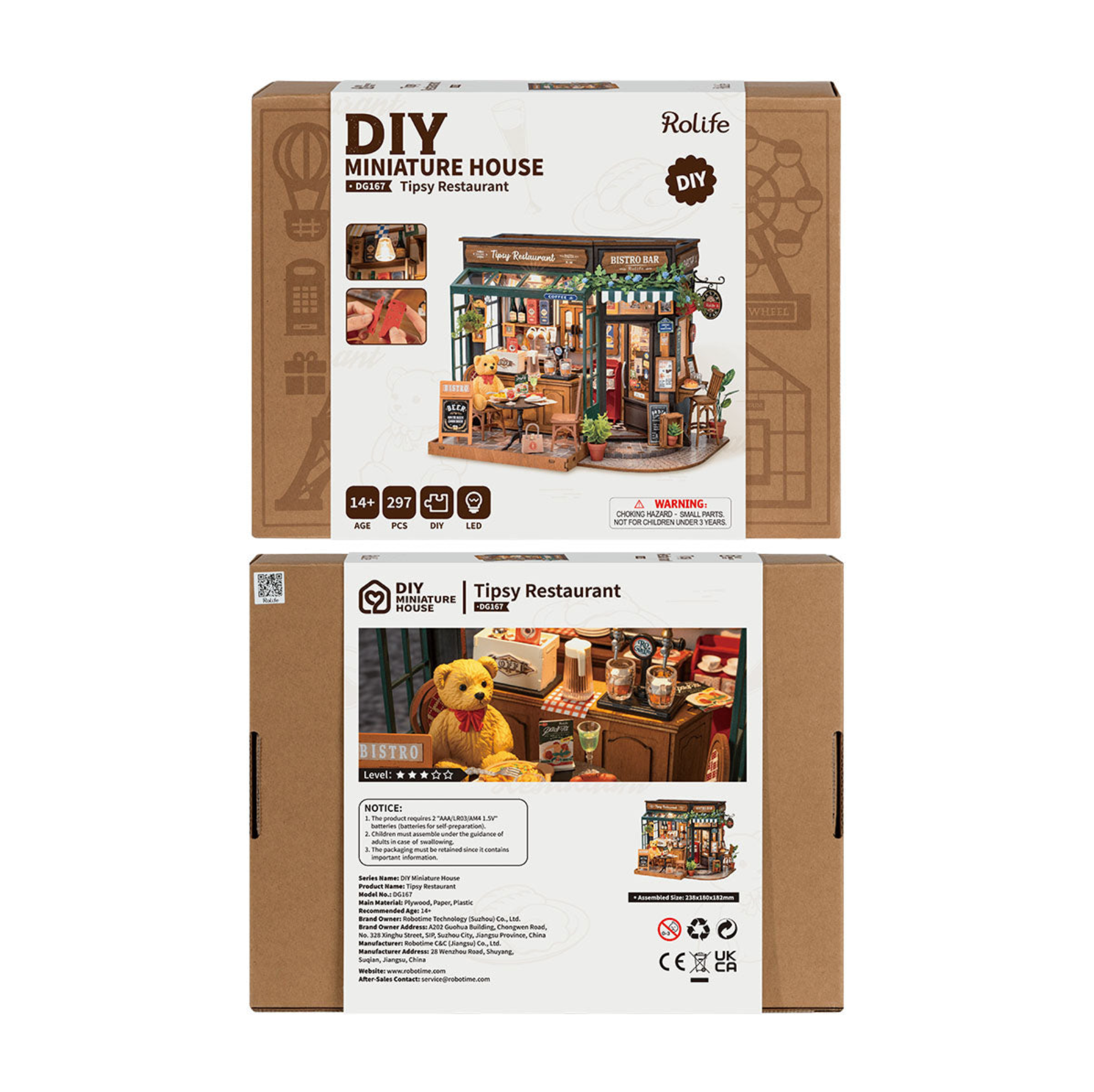 ROBOTIME Tipsy Restaurant DIY Miniature House