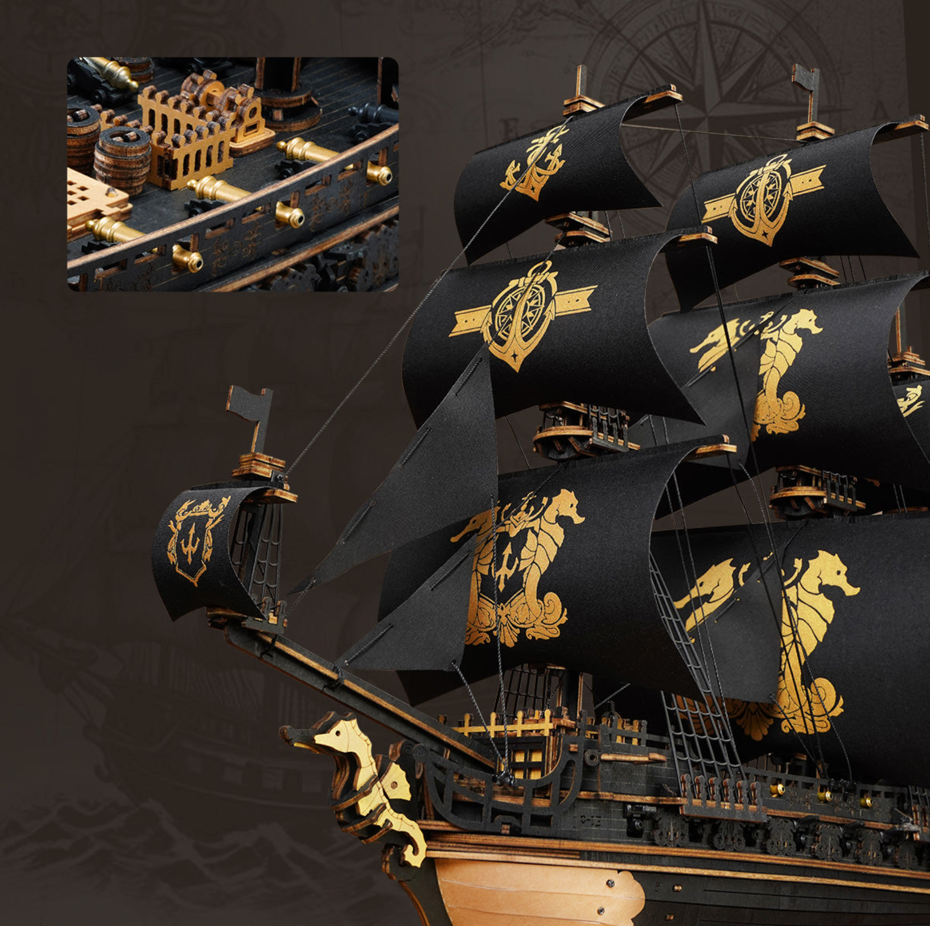 ROBOTIME The Seahorse Barque 3D Wooden Puzzle