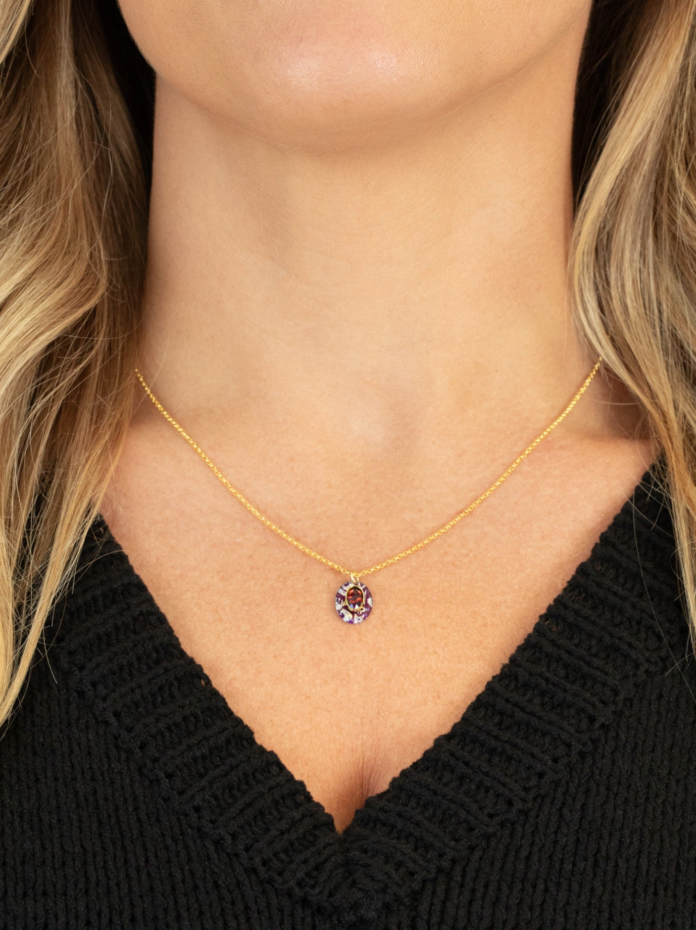 Holly Yashi Gracie Oval Pendant Necklace - Vintage Burgundy