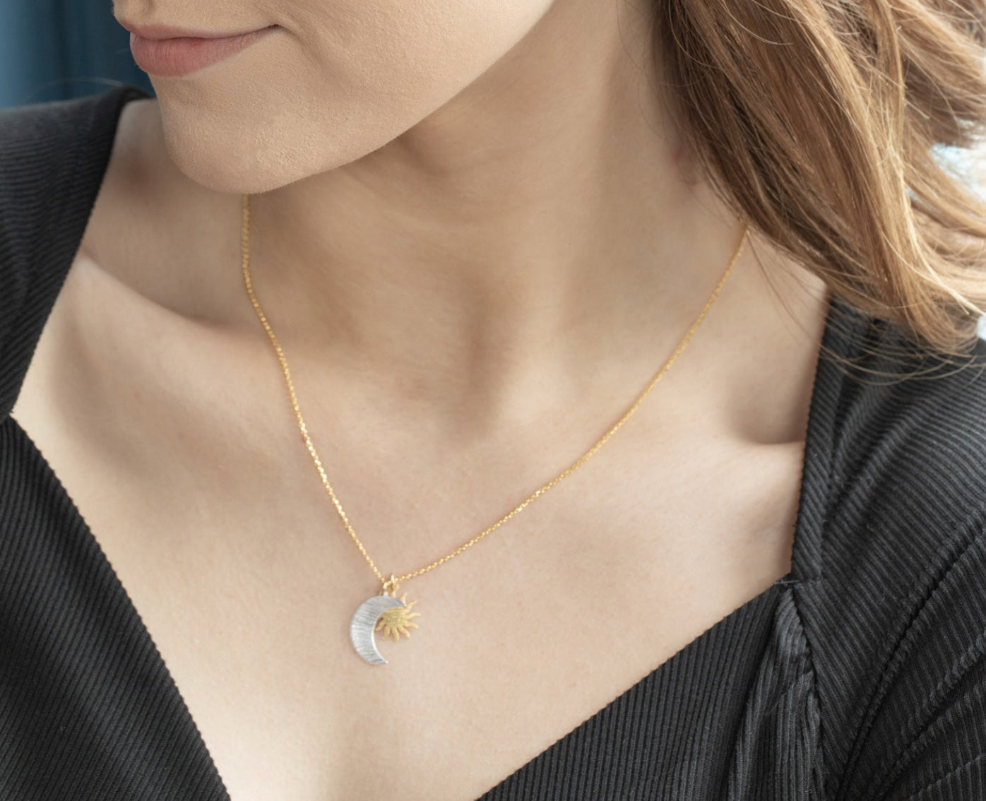 Holly Yashi Sun and Moon Pendant Necklace - Gold and Silver